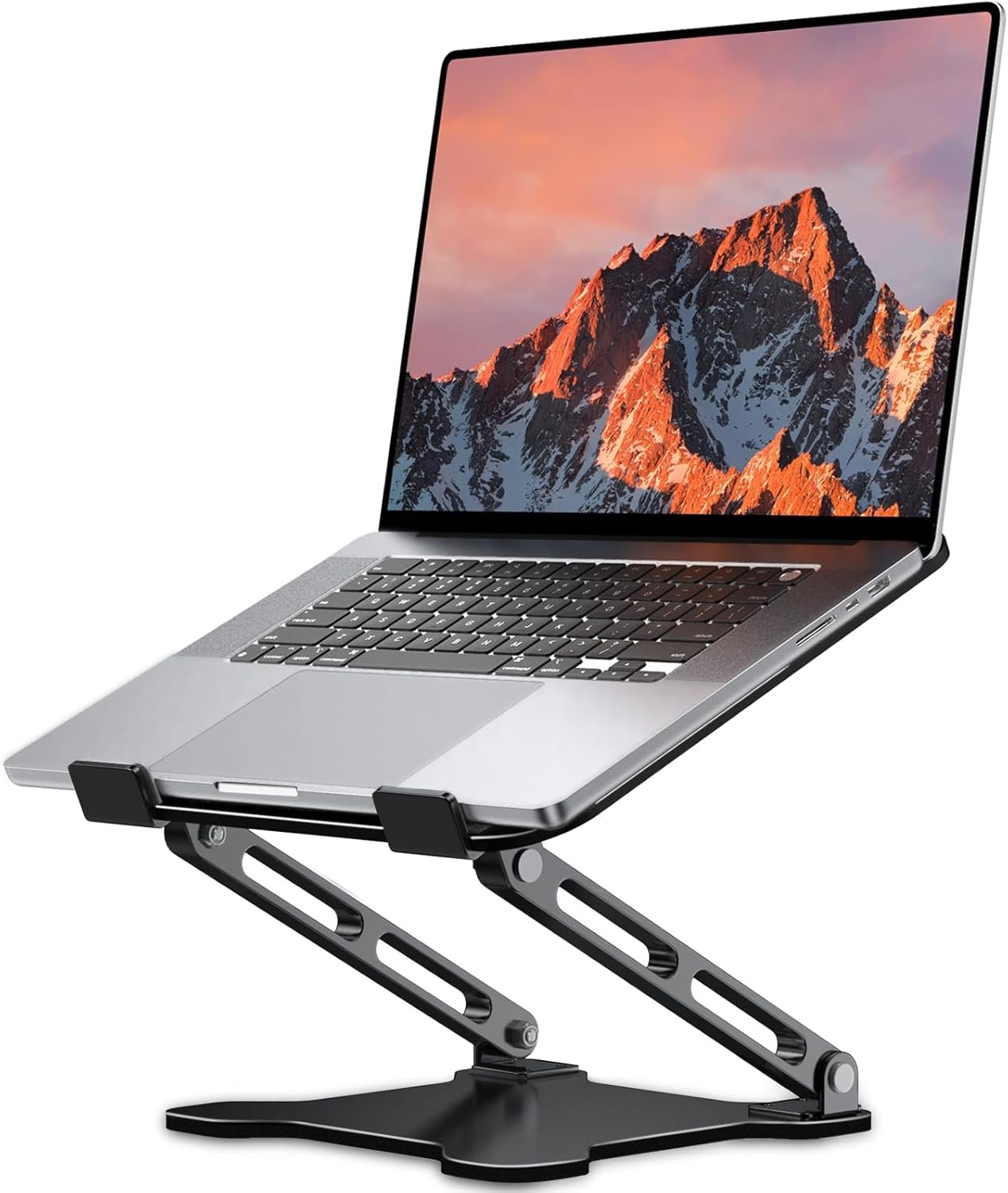 LOXP Adjustable Laptop Stand for Desk, Metal Foldable Laptop Riser, Portable Ventilated Cooling Laptop Holder, Ergonomic Computer Notebook Stand Compatible with 10-15.6″ Laptops