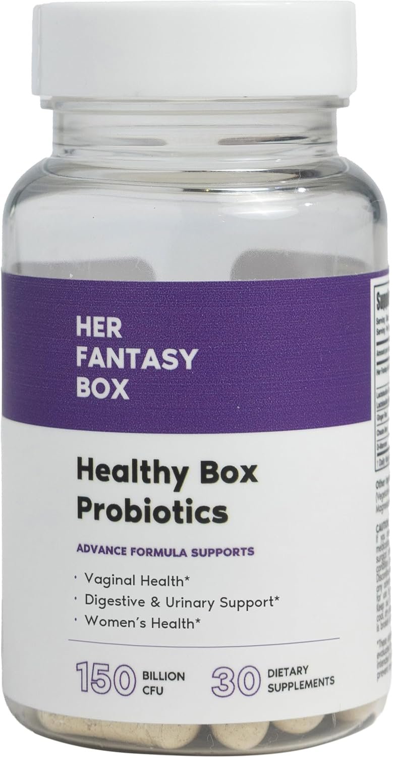 Her Fantasy Box | Healthy Box | Vaginal Probiotics for Women – Prebiotics + Advanced Lactobacillus Blend – Hormonal Balance, PMS Relief – Feminine Health Support with Cranberry & D-Mannose