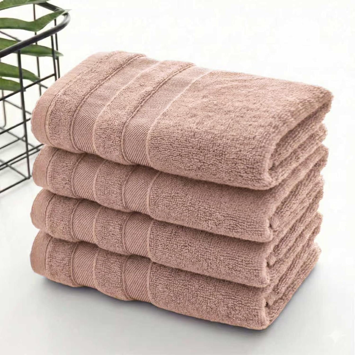 Soft Lightweight Hand Towels Set of 4, Rayon Made from Bamboo & Cotton Blend, Gentle Towels for Face and Hands, Guest Bathroom, Powder Room and Travel, 14 x 30 Inches, Brown