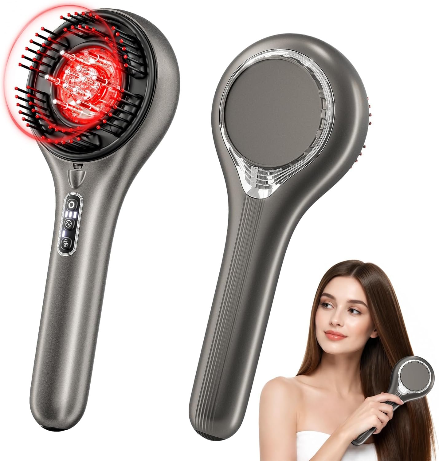 5-in-1 Hair Scalp Massager, Hair Growth Hair Oil Applicato, Additional microcurrent + Negative ions, IPX7 Waterproof Design, Portable, or Men & Women Home & Travel