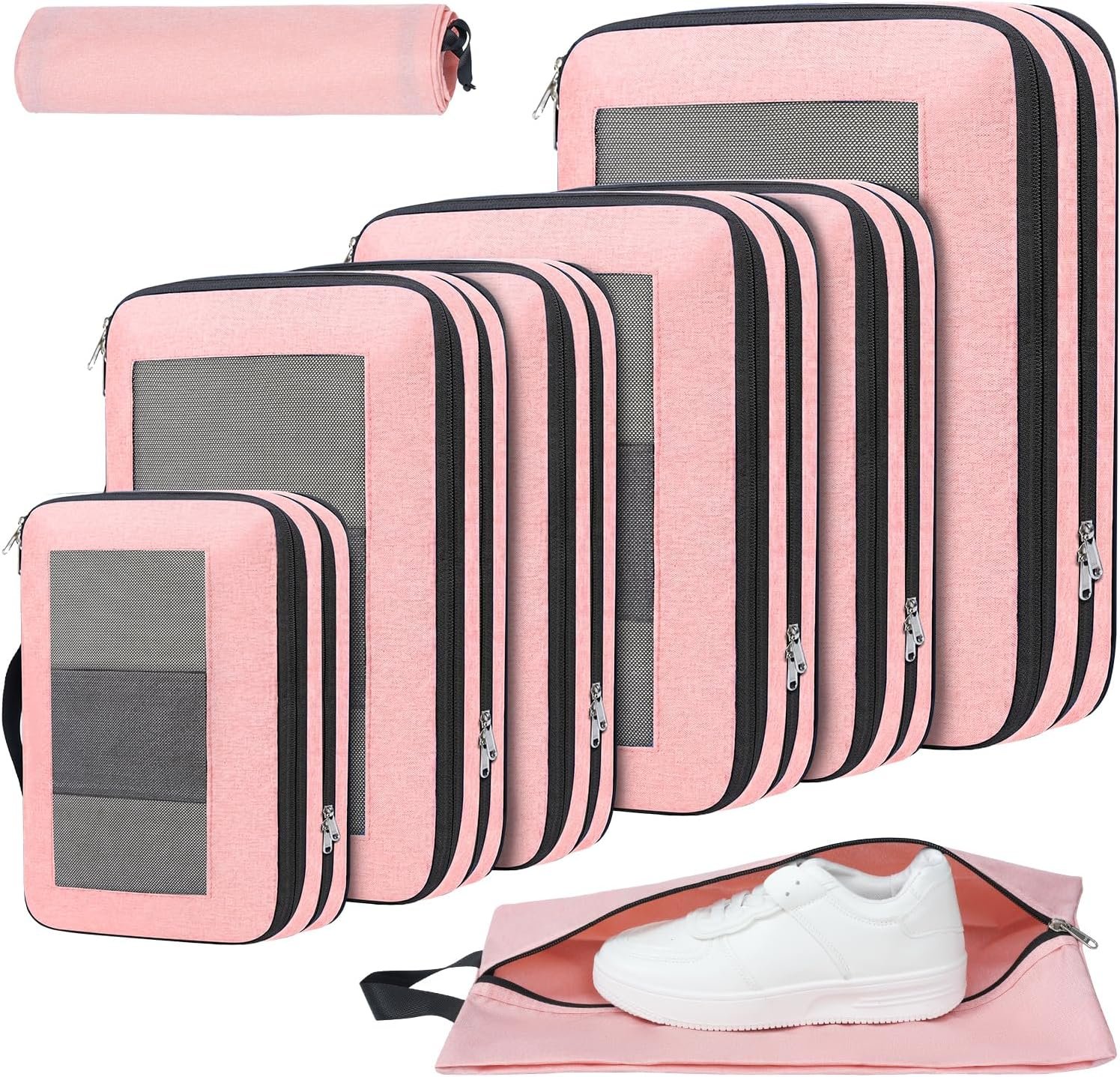 Compression Packing Cubes for Travel, Lightweight Vacation Travel Essentials, Travel Accessories for Suitcase Organizer Bags Set, Durable Luggage Organizer