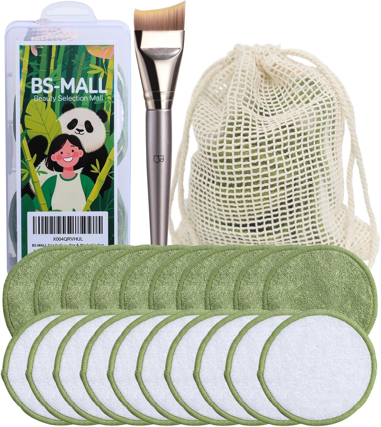 Cotton Cleansing Pads BS-MALL Gentle Reusable Rounds for Face & Eye Makeup Remover Pads for Face, Eyes & Lips, Soft Disposable Cotton Rounds for Sensitive Skin with 1 Mask Brush