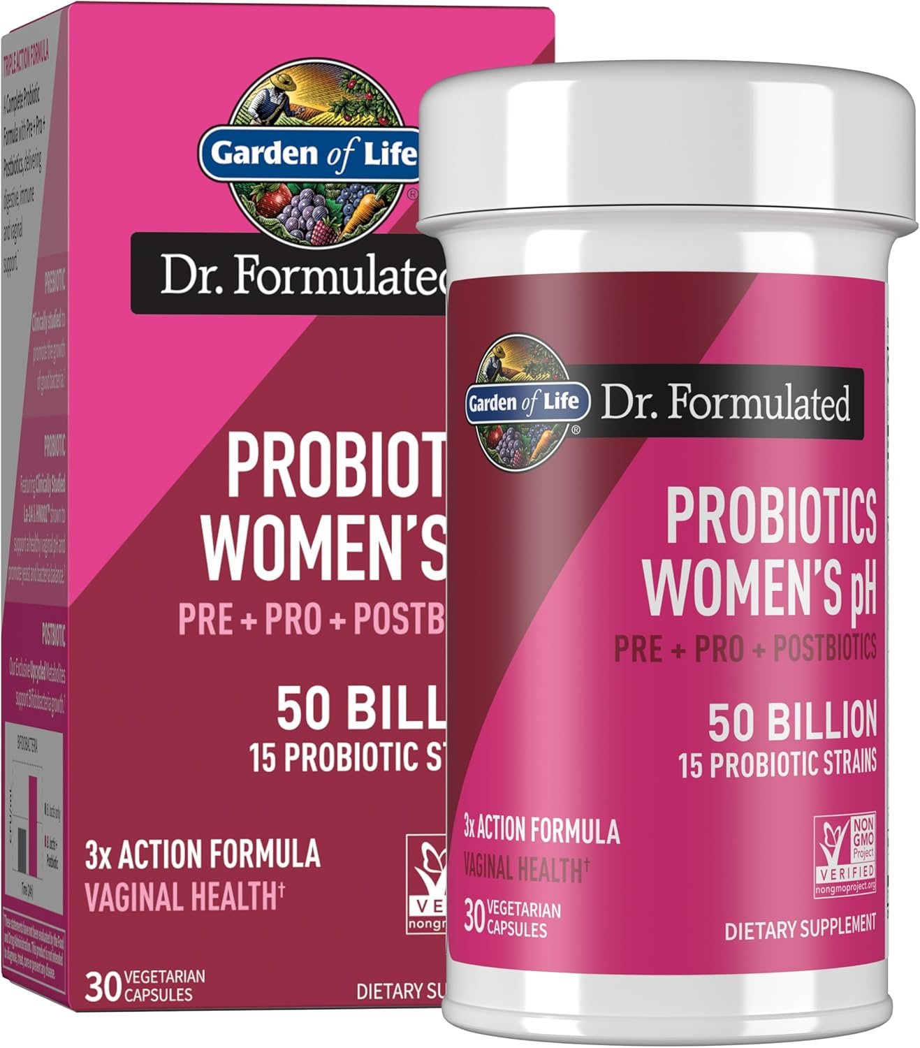 Garden of Life Dr Formulated Once Daily 3-in-1 Complete Prebiotics,Postbiotics&Probiotics for Women,PRE+PRO+POSTBIOTIC Supplement for Women’s Digestive,Immune& Vaginal Health, 30 Count (Pack of 6)