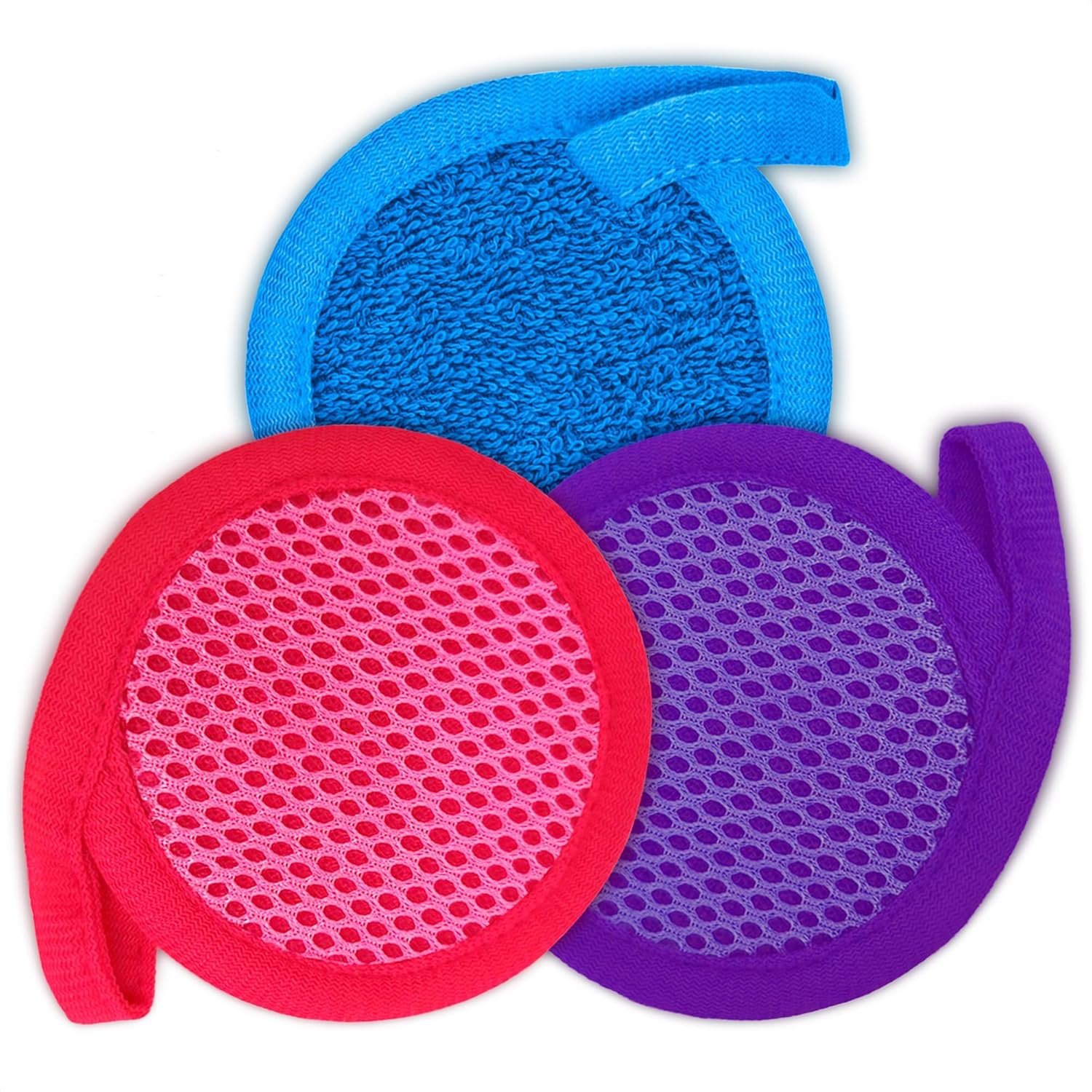 2 in 1 Face Scrub Pads, Washable Face Scrubber – Reusable Makeup Remover Pads 3 Pcs for Eyes, Lips & Neck Microfiber Exfoliating Face Cloth, Washable Makeup Remover Pads, Mothers Day Gift for Women