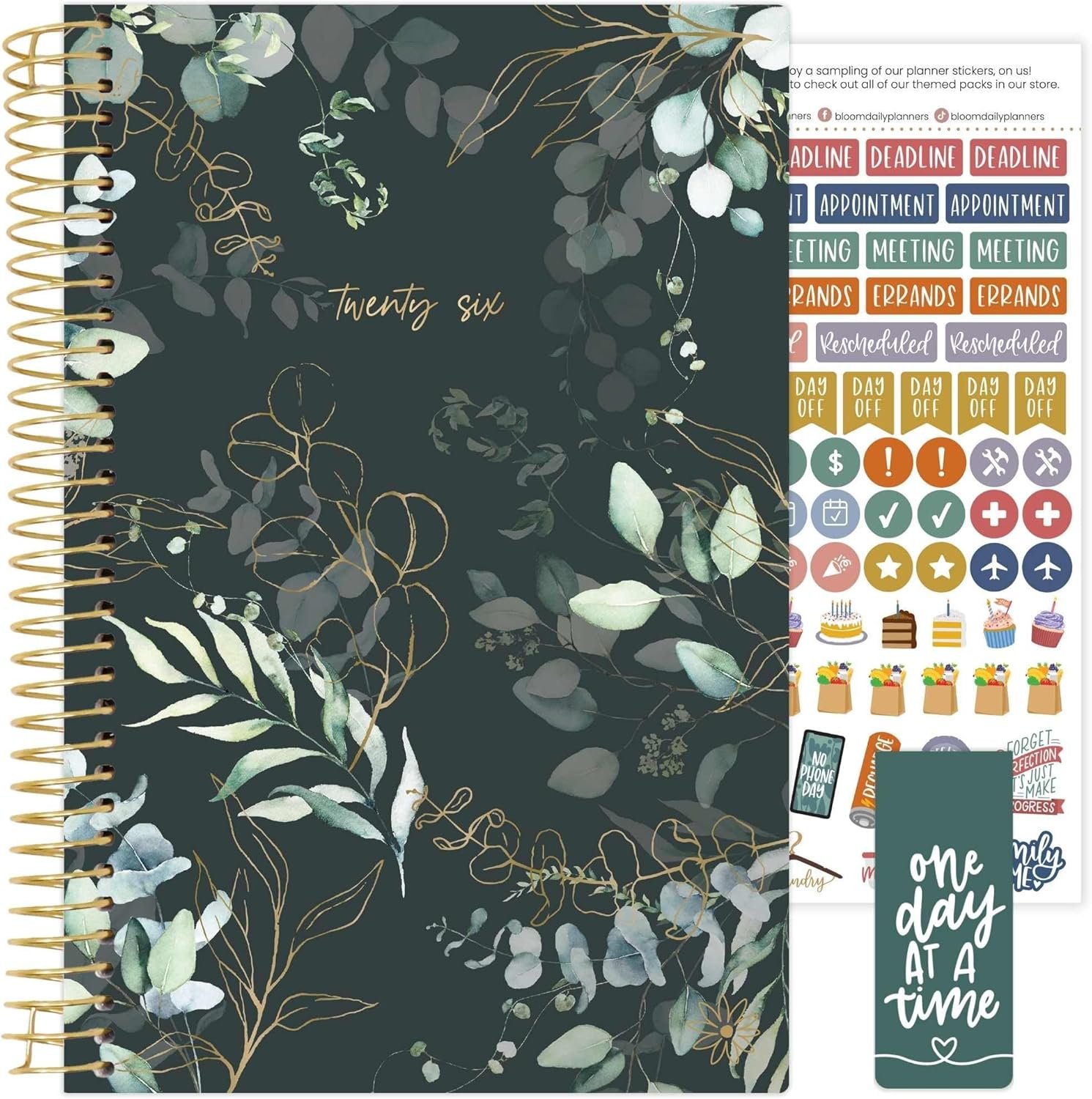 bloom daily planners 2026 Planner (January – December) Calendar Year Organizer – 5.5” x 8.25” – Weekly & Monthly Agenda Book with Stickers & Bookmark – Eucalyptus, Green