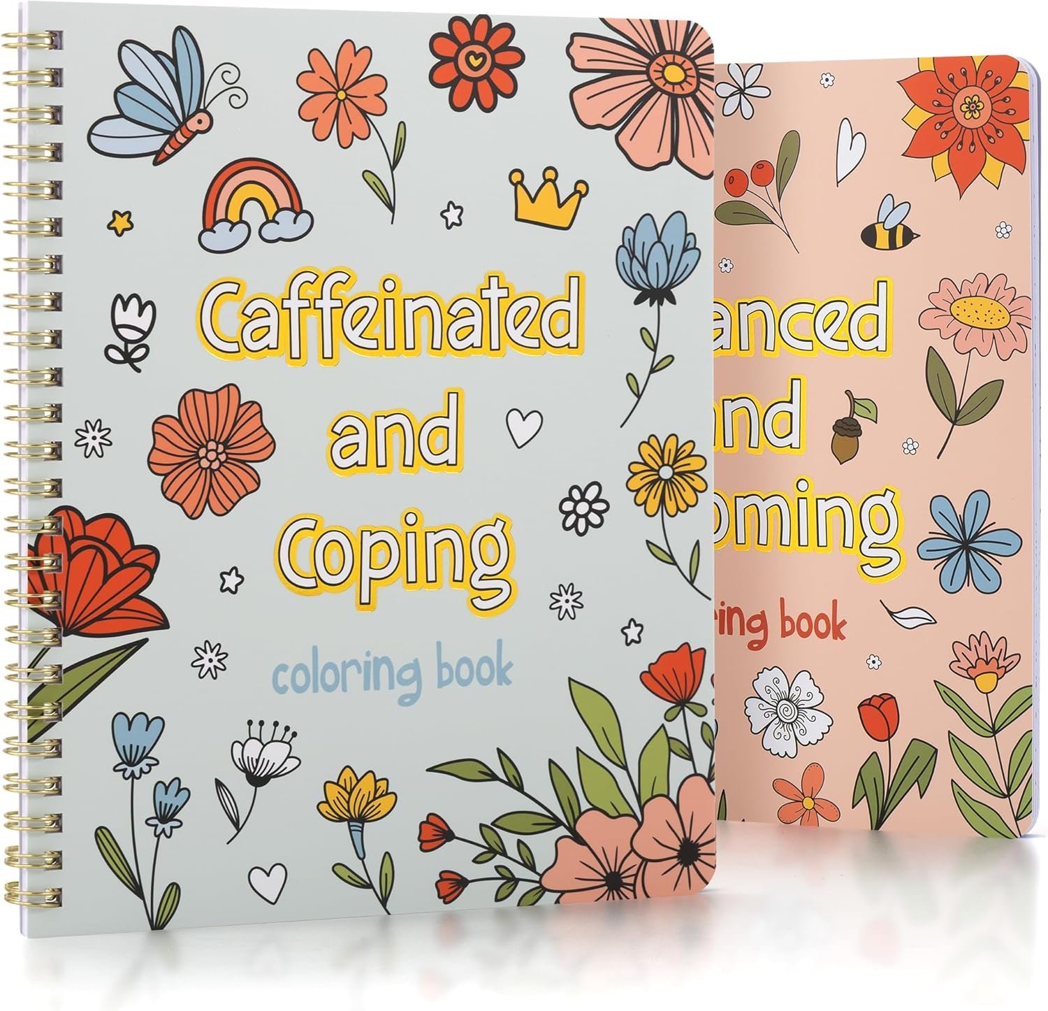 Beautiful Adult Coloring Book Set of 2 for Relaxation – Sassy Motivational and Funny Color Books – The Perfect Stress-Relieving Gift for Women