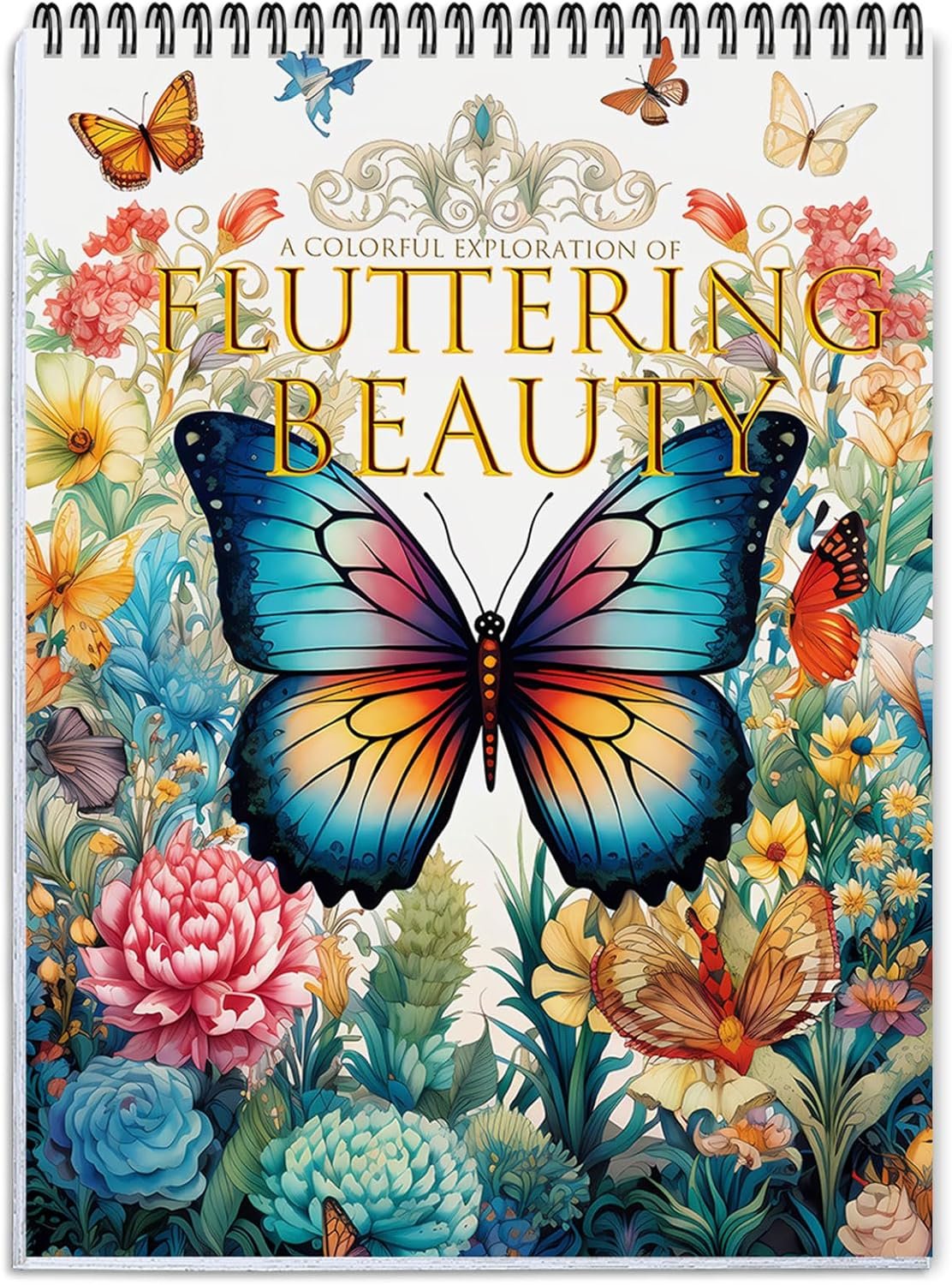 Coloring Book for Adults Relaxation, 24 Pages Adult Coloring Books for Women Stress Relief, Spiral Bound Coloring Books, Relaxing Gift for Women, Single-Sided Print Coloring Book of Fluttering Beauty