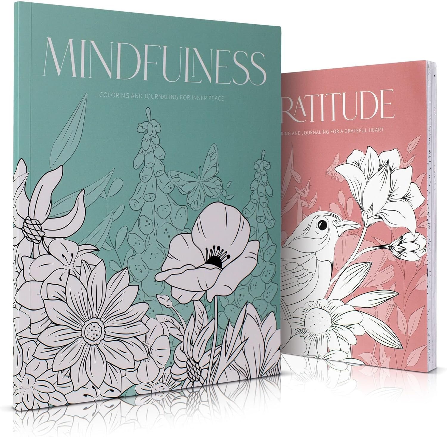 Beautiful Adult Coloring Book Set of 2 for Relaxation – Gratitude and Mindfulness Books with Inspirational Quotes Making it a Great Gift – Perfect Stress-Relieving Books Fun to Color for Women
