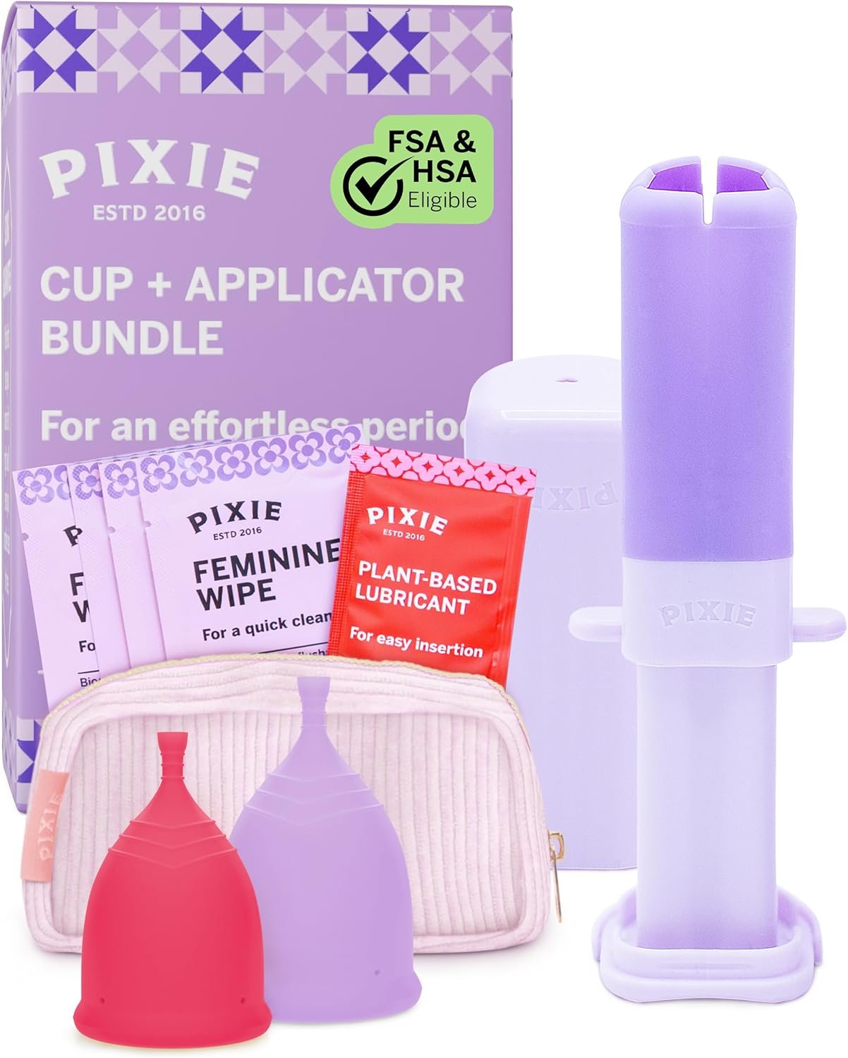 2 Menstrual Cups and Applicator Bundle – No Metals or Toxins – 100% Medical-Grade Silicone – Softest Reusable Period Cup – Inserts Like a Tampon – Capacity of 4 and 6 Tampons