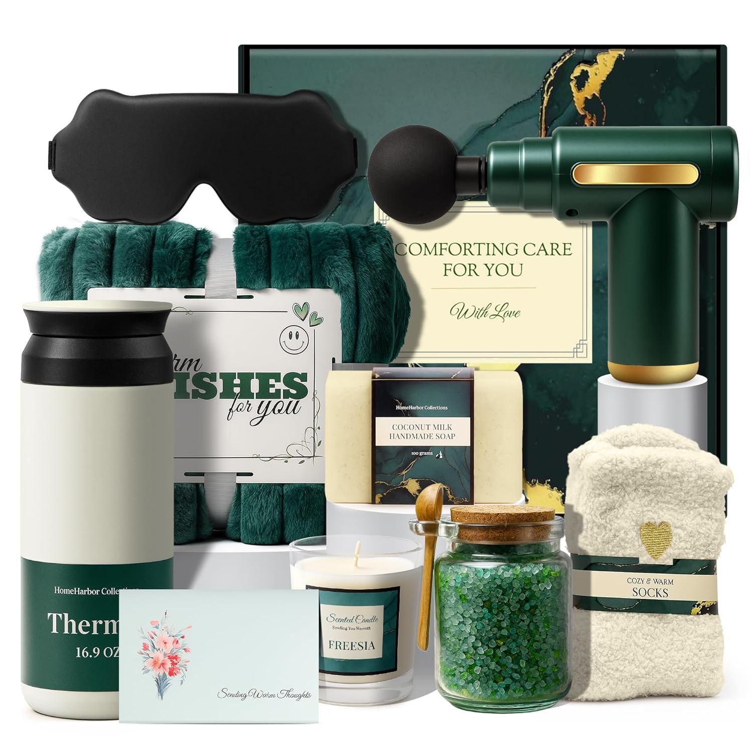 Get Well Soon Gifts for Women, Get Well Soon Gift Basket Women, Care Package for Woman with Massage Gun, After Surgery, Cancer Gifts, Sympathy Gift Basket, Feel Better, Sick Friend, Recovery, Mom