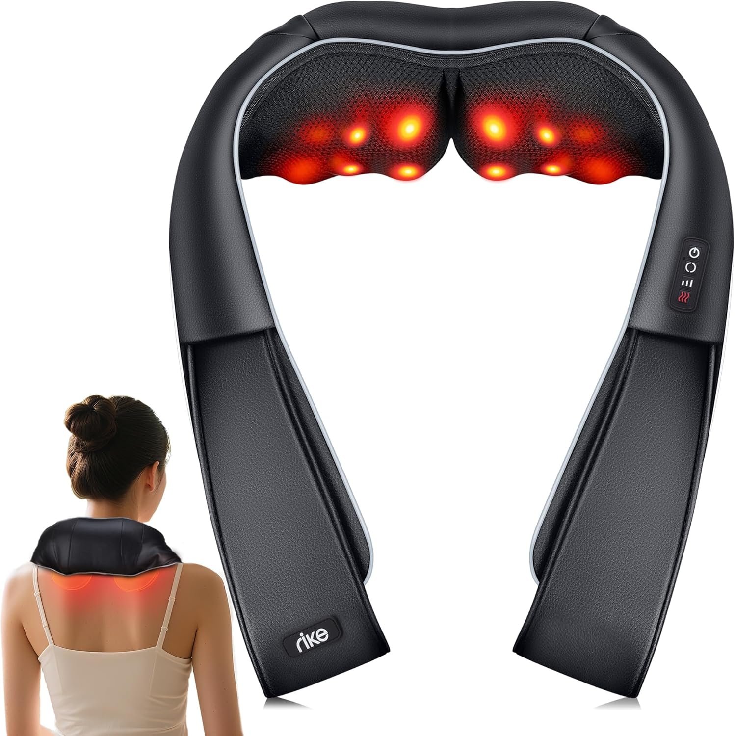 Shiatsu Neck and Back Massager with Heat, Corded Deep Tissue Shoulder Massager for Pain Relief, 3D Kneading Nodes, Eligible for FSAHSA Electric Massage Pillow for Home Office Car, Gift for Men Women