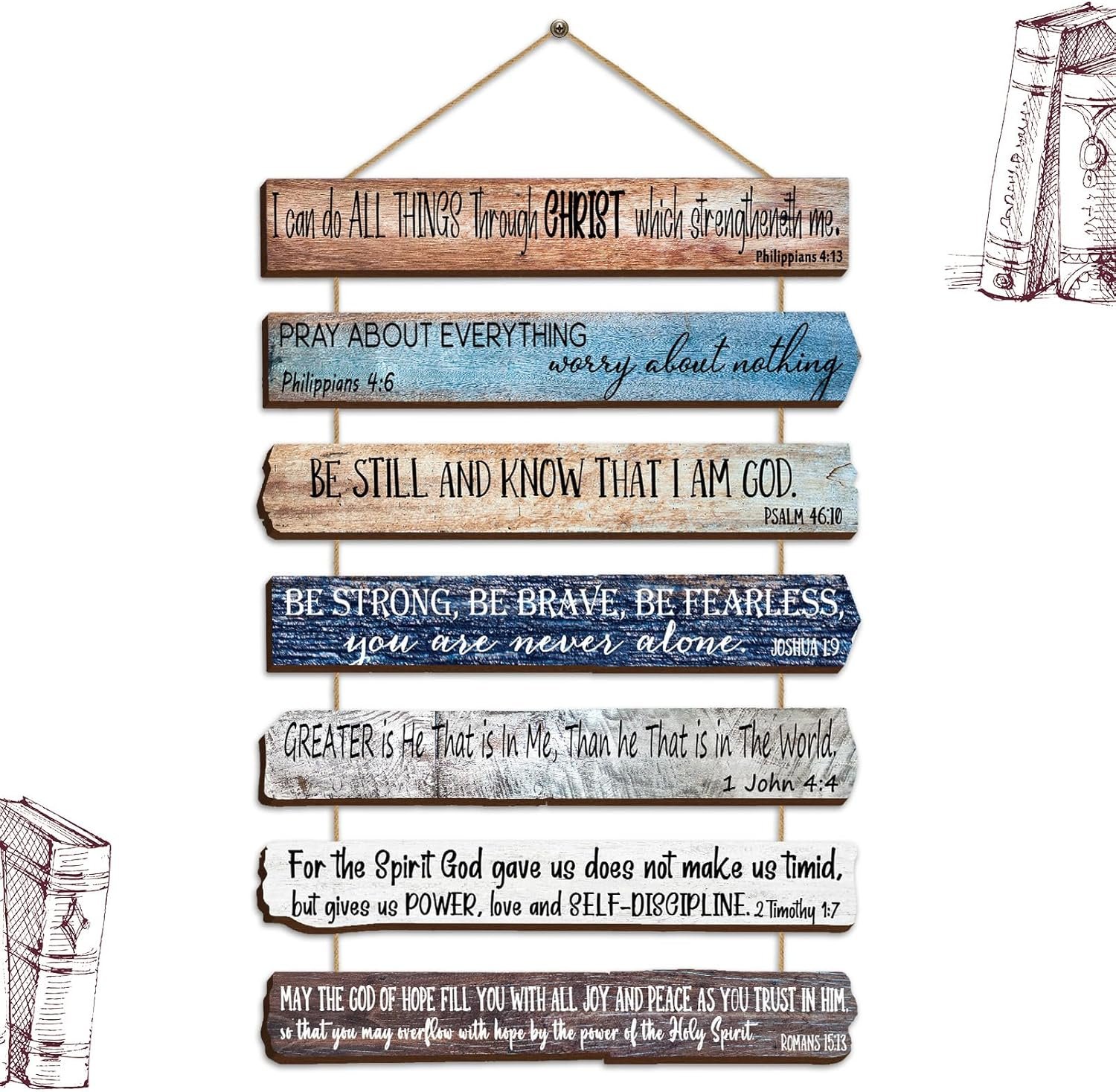 Yookeer Fathers Day Christian Wall Art Office Religious Wall Decor for Prayer Room Inspirational Wooden Bible Verses Bathroom Scripture Art Meditation Inspirational Hanging Wood Sign (English Style)