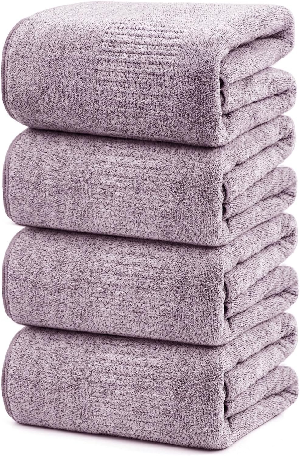 SEISSO Bath Towels 4 Pack Large Bathroom Bamboo Viscose Towels 35” x 63” Plush Soft Bath Towel for Shower Extra Absorbent Jumbo Bath Sheet – Multipurpose Use as Sports, Travel, Fitness, Yoga (Purple)