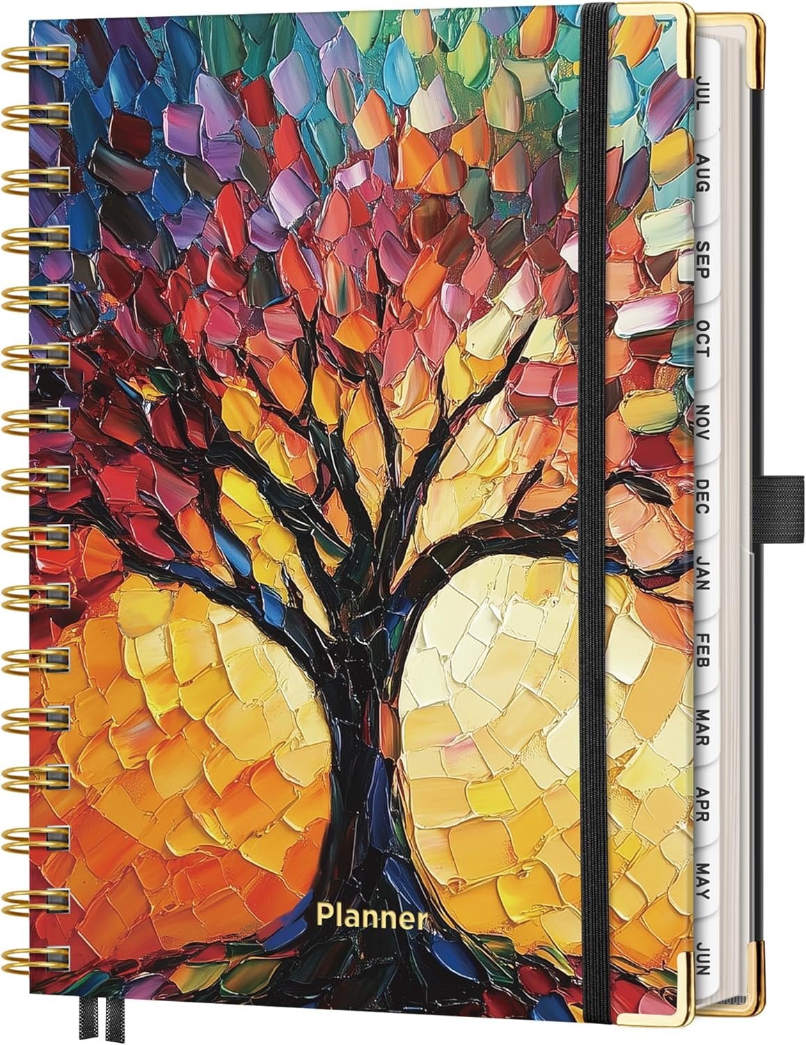 AHGXG Academic Planner 2026-2027, July 2026 – June 2027, Weekly and Monthly, 5.7″ x 8.3″, Hardcover, Spiral-Bound, Calendar, Agenda for Women, Student, School, 12-Month Tabs (Colourful Tree)