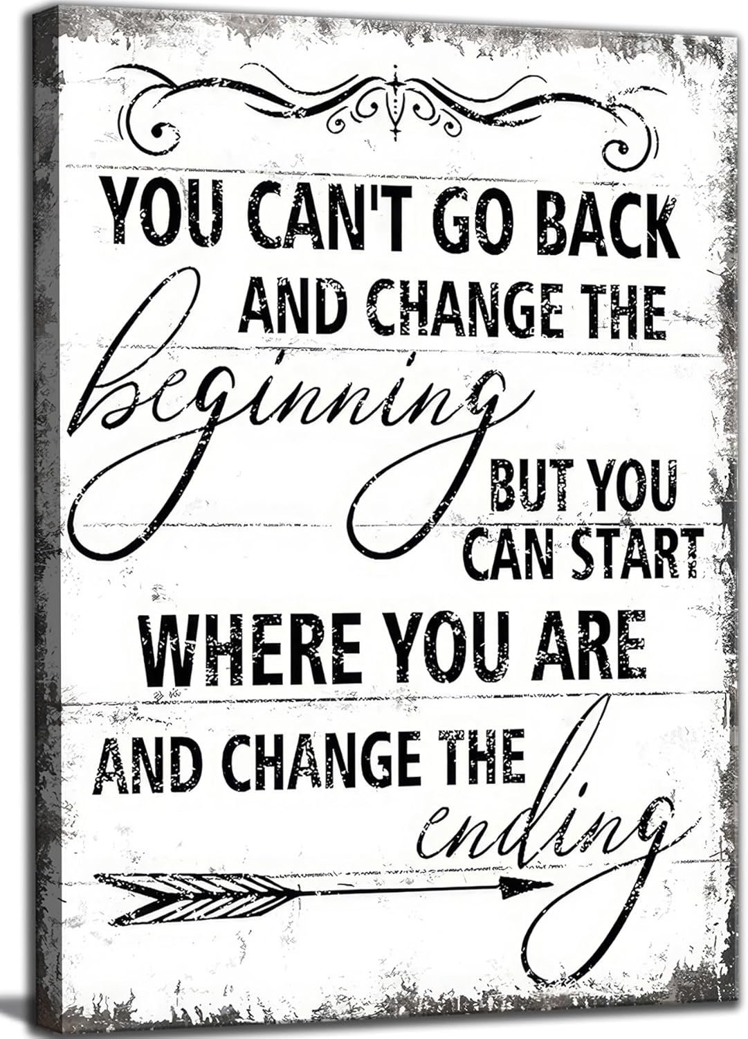 Inspirational Canvas Wall Art You Can’t Go Back and Change The Beginning painting Decor Pictures Motivational Positive Quotes Posters Prints for Bedroom Office Living Room Home Decoration