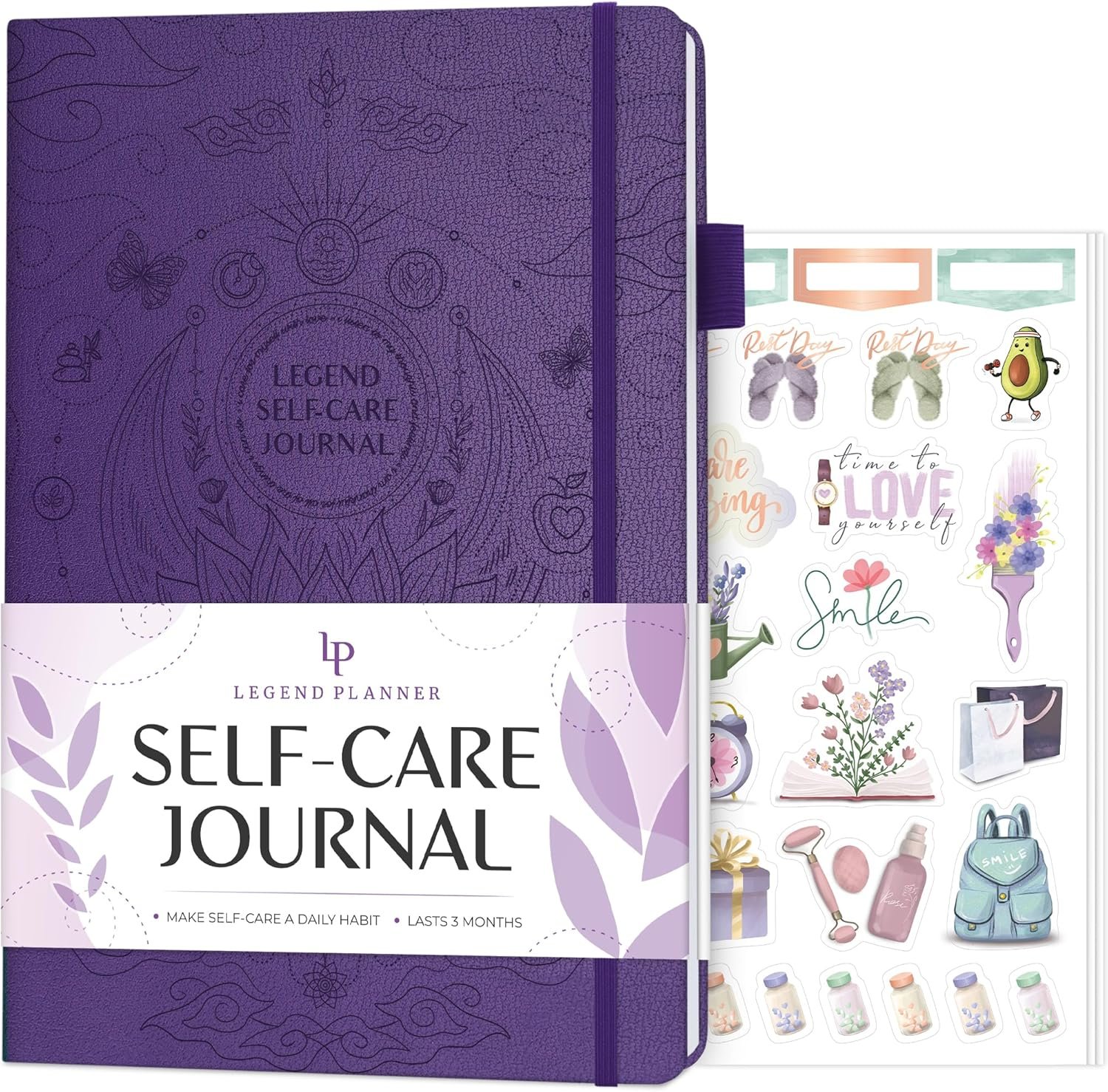 Legend Self-Care Journal – Guided Daily Reflection Journal to Support Mental & Physical Health – Daily Mood, Meditation & Personal Development Notebook – 7.1×10.5”, Lasts 3 Months (Purple)