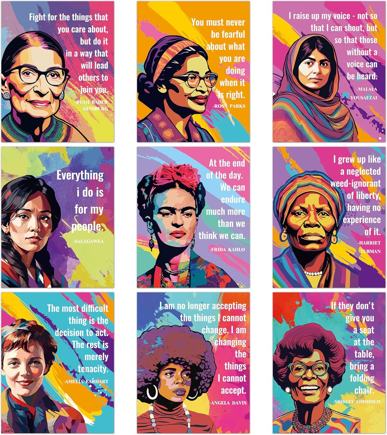 Fiupan Women Empowerment Wall Art – 9Pcs Inspiring Women Posters with Motivational Quotes, Unframed Positive Affirmation Prints for Home & Office Decor, Gifts for Women, Girls, Classroom