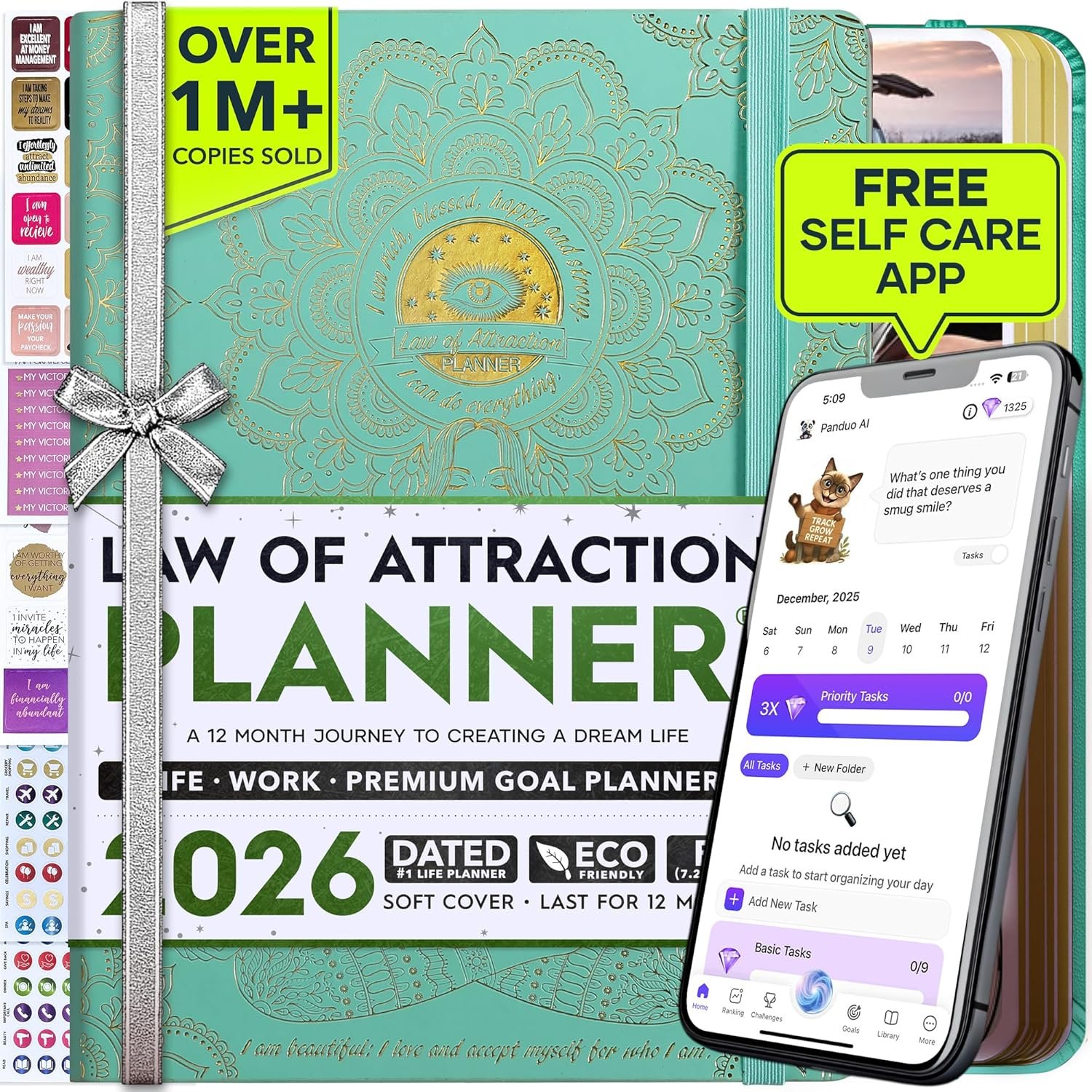 Deluxe 2026 Planner Weekly and Monthly | Law of Attraction Planner with Productivity App | 12-Month for Productivity, Gratitude & Goal Setting | Includes Foldable Vision Board, Gift Box & Stickers