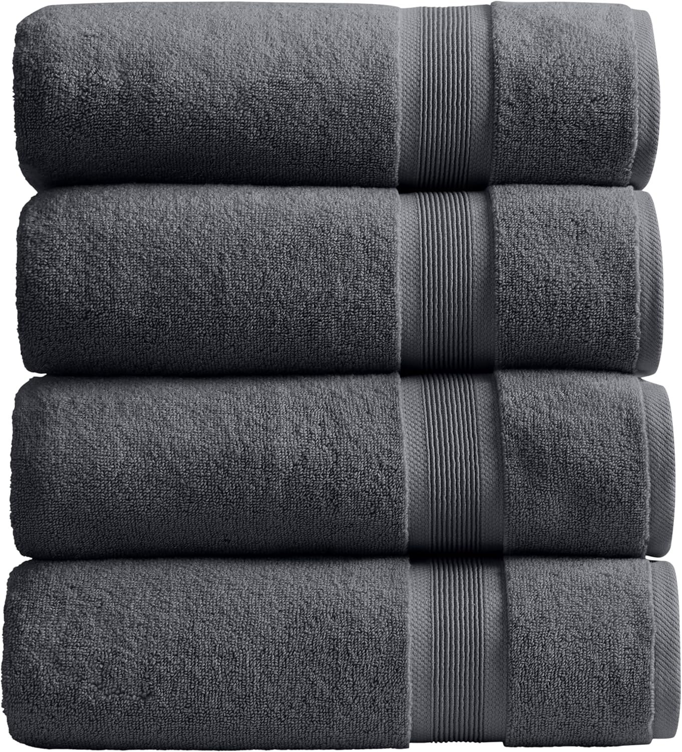 Springtree Home Luxury Viscose from Bamboo Bath Towel Set of 4 | 35% Viscose from Bamboo – 65% Cotton | Absorbent Quick-Dry Towels for Bathroom | Oeko-TEX Standard 100 Cotton | Iron Grey