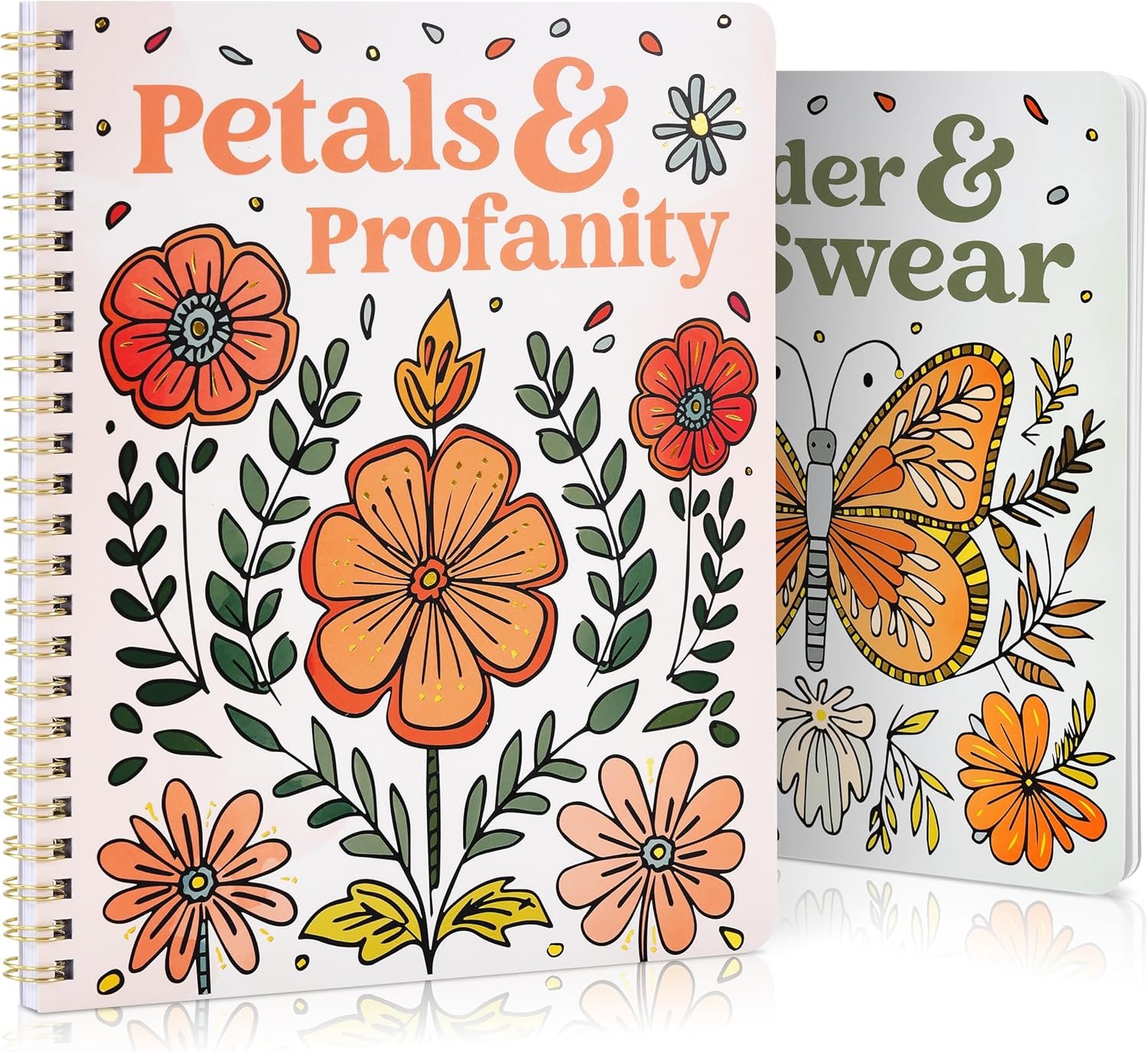 Beautiful Coloring Book Set of 2 for Adult Relaxation – Funny Coloring Books with Floral Designs for a lot of Laughs – The Perfect Stress-Relieving Gift for Women