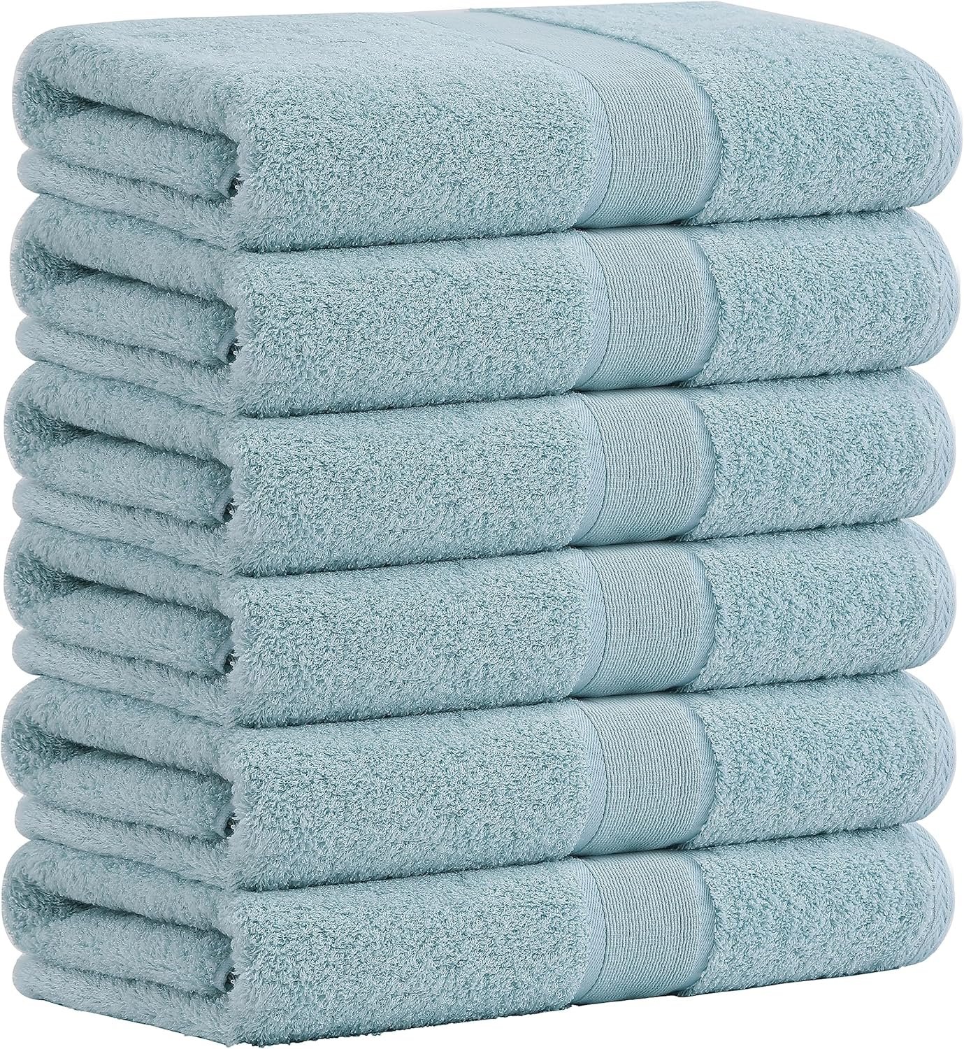 Aibaser Bath Towels, 27x54inch – Natural, Ultra Absorbent Towels for Bathroom, Travel, Gym, Shower and Spa (6 Piece Set) (Blue)