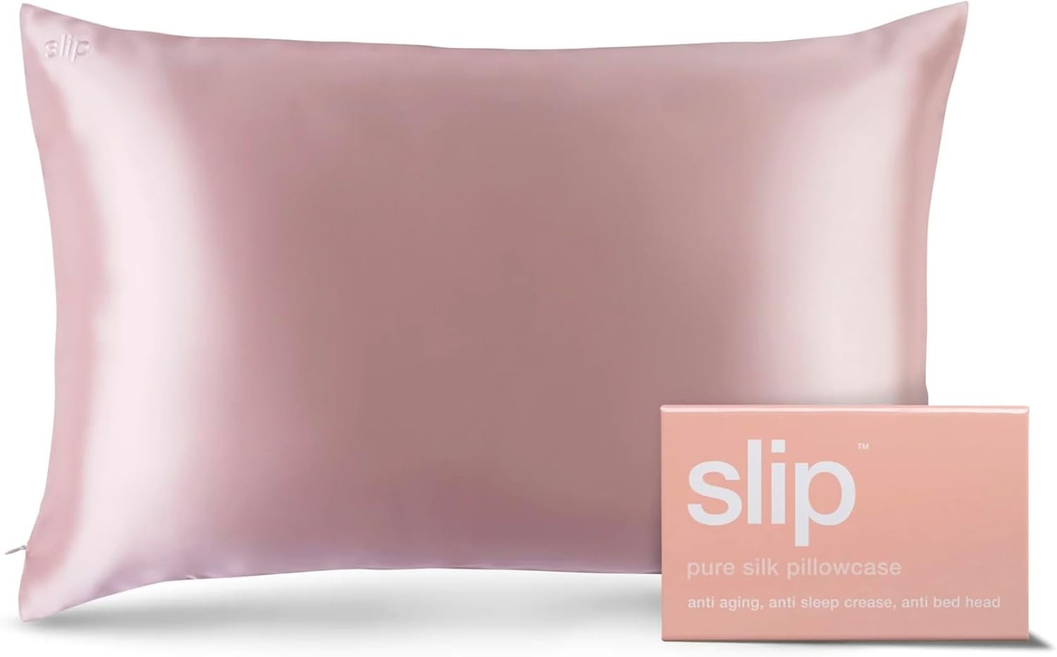 slip The Original Queen Pure Silk Pillow Case – 100% Pure 22 Momme Mulberry Silk – Queen Size Standard Pillow Case – Anti-Aging, Anti-BedHead, Anti-Sleep Crease, Pink (20″ x 30″)