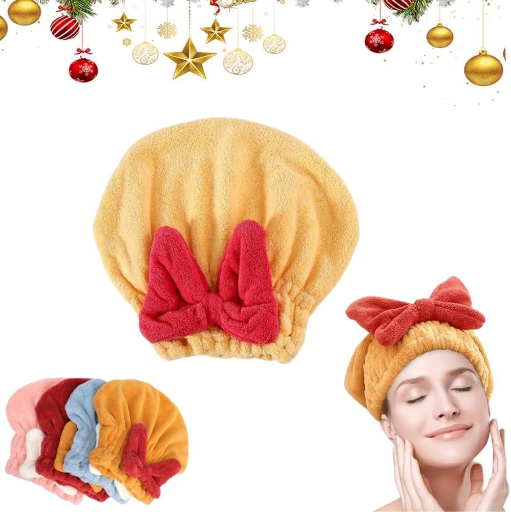 BusyLive Super Absorbent Hair Towel Wrap for Wet Hair, 2026 New Soft Bow Tie Wet Hair Towels Wrap for Women Accessories，Microfiber Hair Towel Wrap Women Quick-Drying Hair Towels (Yellow)