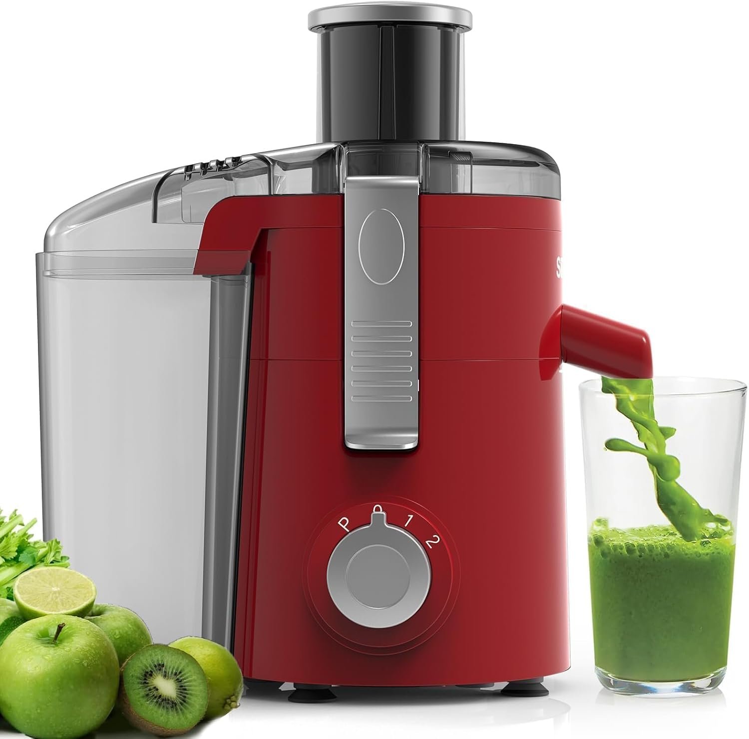 SiFENE Compact Centrifugal Juicer Machines, 3-Speed Control Fruit and Vegetable Juicer Maker with 2.5 Inch Feed Chute, 350W Motor, Stainless Steel Filter for Small Kitchen