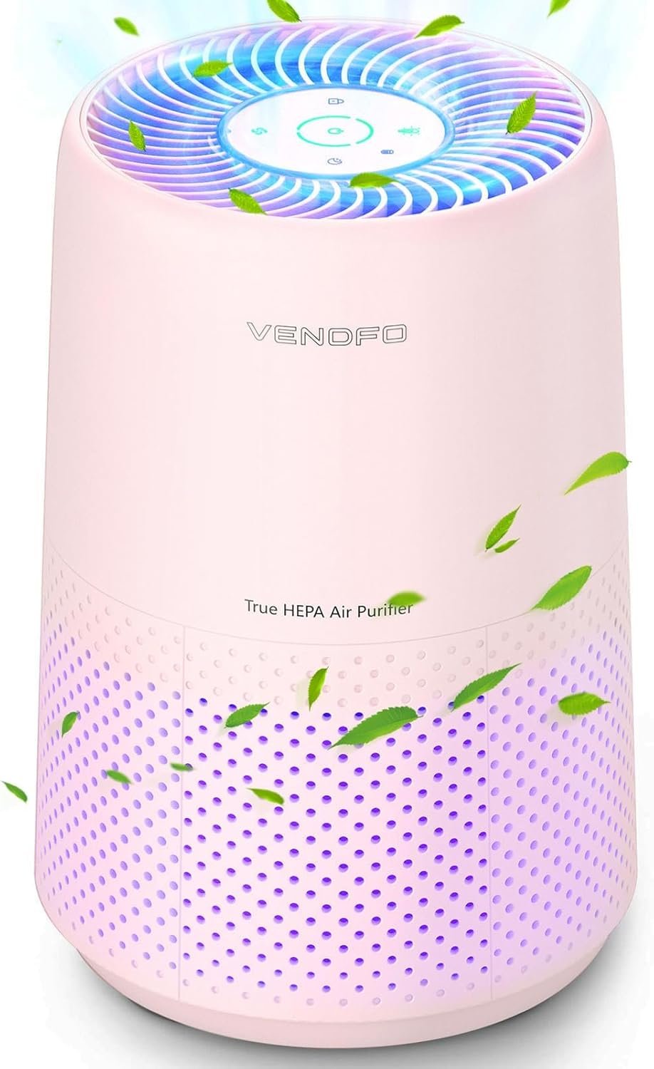 Air Purifiers for Bedroom, H13 HEPA Air Purifiers – Covers Up to 1074 ft² – 24dB Ultra-Quiet Sleep Mode, 360° Outlet Air Cleaner, Perfect for Home, Pets (Cream Pink)