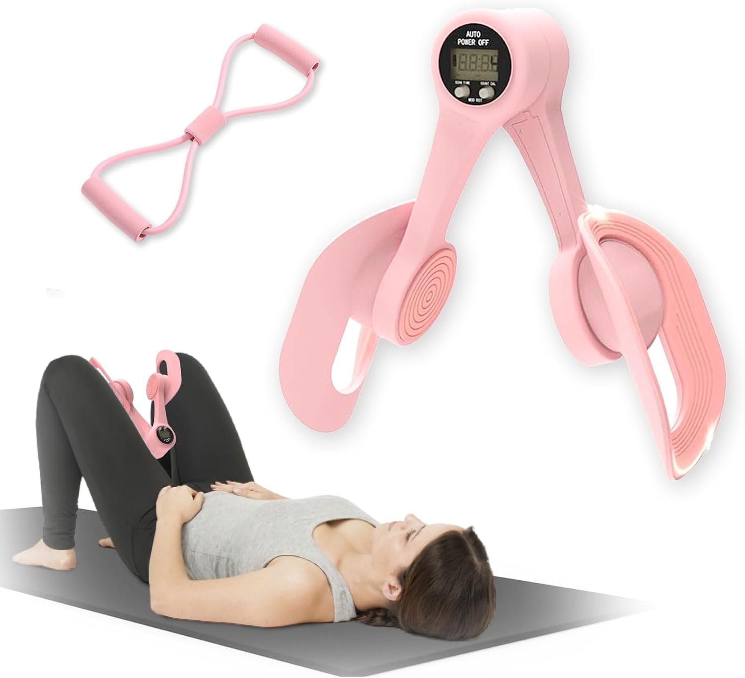 Thigh Trainer,LED Exercise Counter, 360°Adjustable Pelvic Floor Muscle Trainer for Women – Inner Thigh Exerciser , Home/Office/Outdoors Fitness Equipment for Hip, Leg, Arm