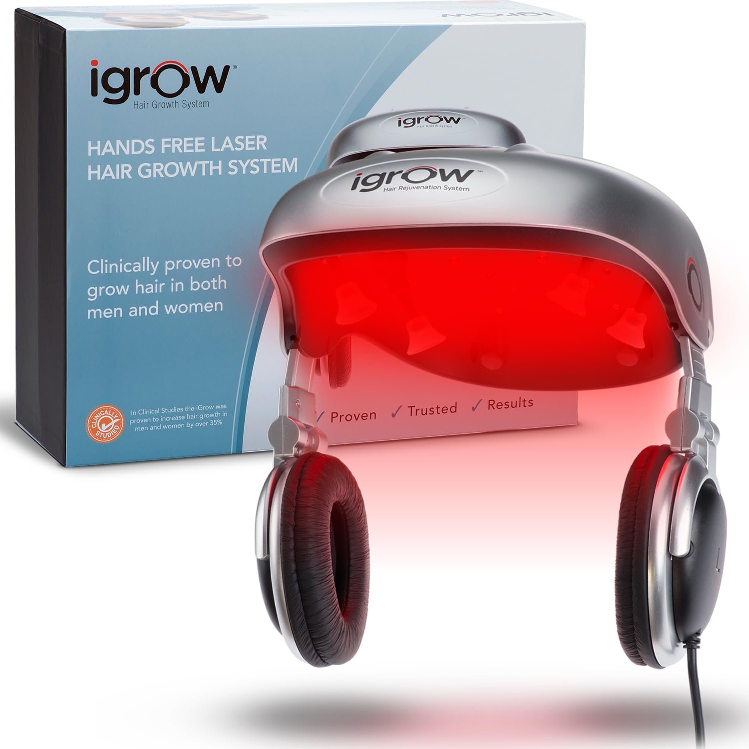 iGrow Laser Hair Growth System – Red Light Helmet Therapy, Clinically Proven, FDA Cleared Laser Cap Hair Growth for Men & Women