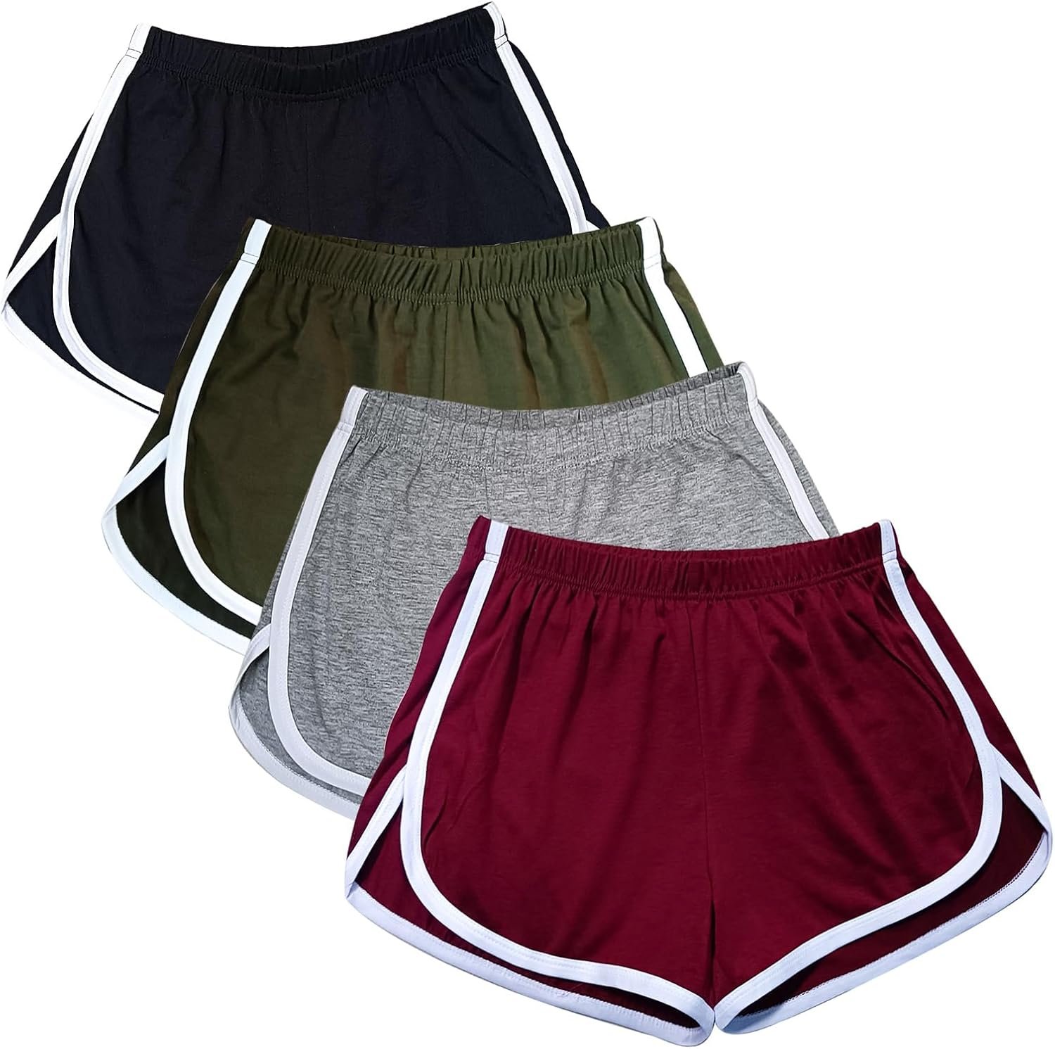 Cameway 4 Pack Women’s Cotton Yoga Dance Short Pants Sport Shorts Summer Athletic Cycling Hiking Sports Shorts