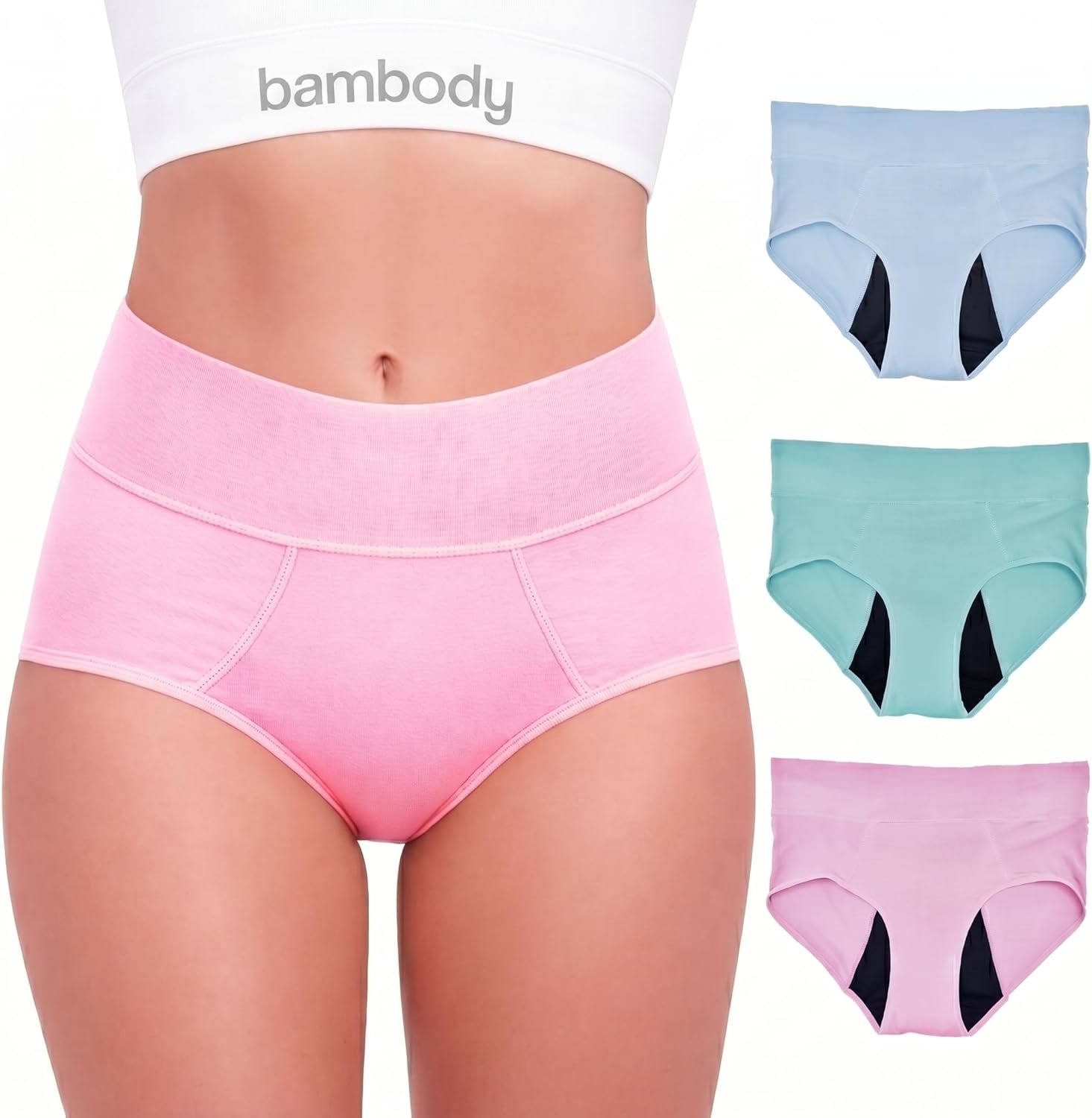 Bambody Bamboo Viscose Absorbent Period Panties, Period Underwear for Women and Teens – All-Day Long – Overnight Protection
