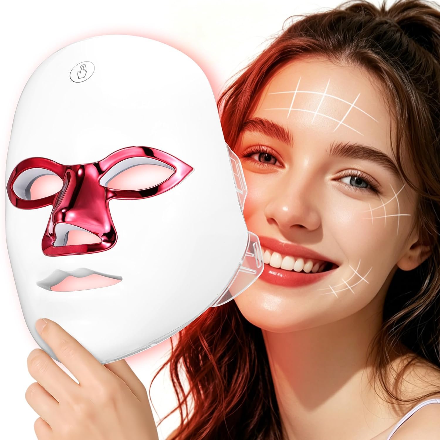 Red Light Therapy Mask for Face 7 Colors LED Face Mask Light Therapy, Skin Care for Home Working Travel Yoga Cordless & Rechargeable