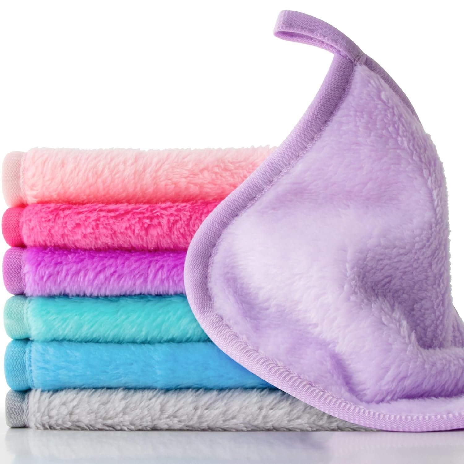 Sukh Makeup Remover Cloth – 7PCS Reusable Makeup Remover Pads, Microfiber Face Cloths, 6×6 Inch Soft Facial Cleansing Towels for Women, Gentle Face Wash Towels for All Skin Types Travel & Daily Use