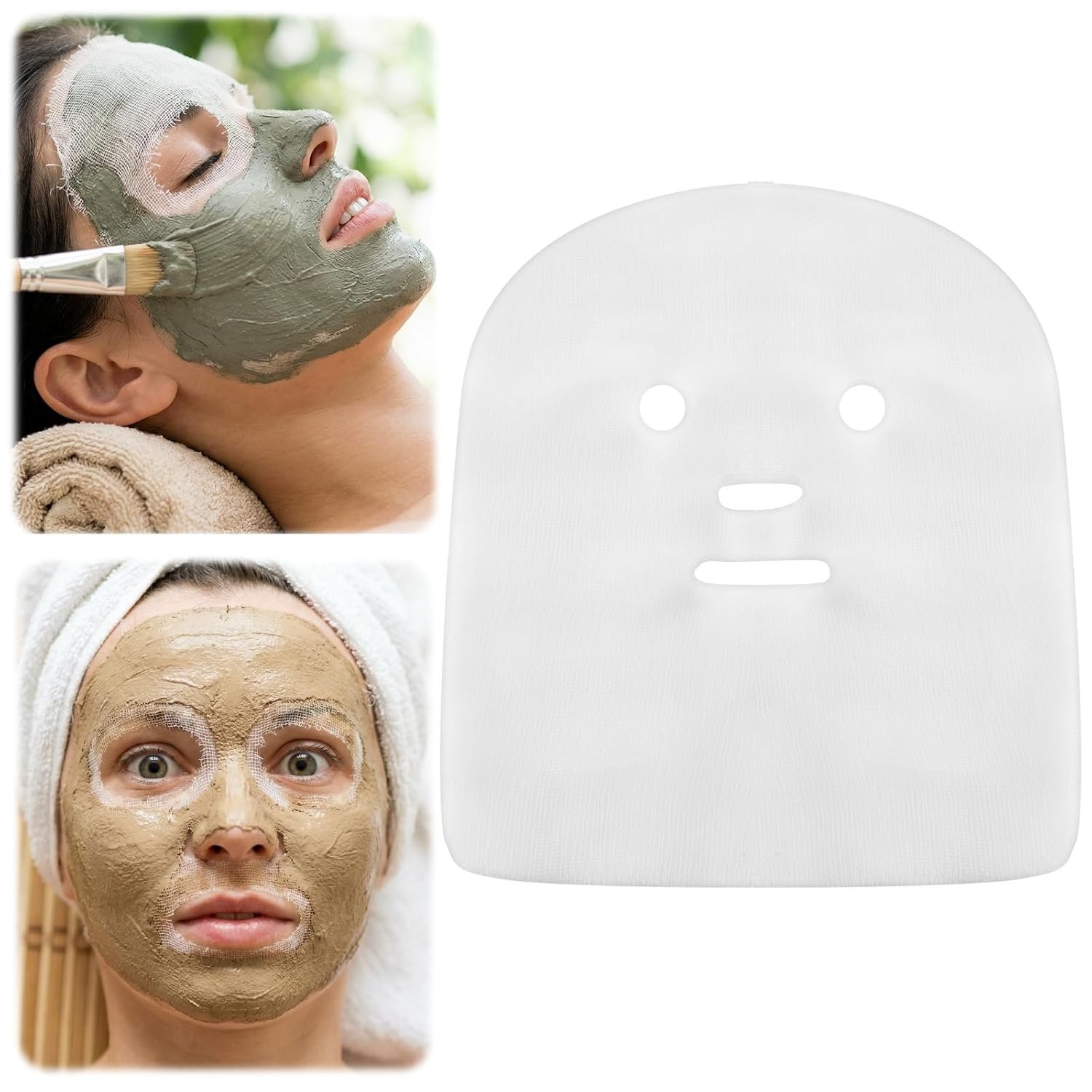150 Pieces Facial Gauze for High Frequency Wand, Pre-Cut Gauze Face Mask White Net Natural Spa Skin Face Mask Sheet for Home Beauty Salon