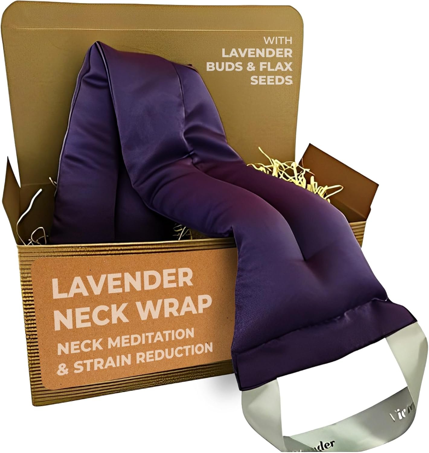 Victoria’s Lavender Luxury Lavender Neck Wrap, Microwavable Neck Heating Pad, Aromatherapy Wrap for Men & Women, Filled with Lavender Buds & Flax Seed, Relaxing Spa Gift