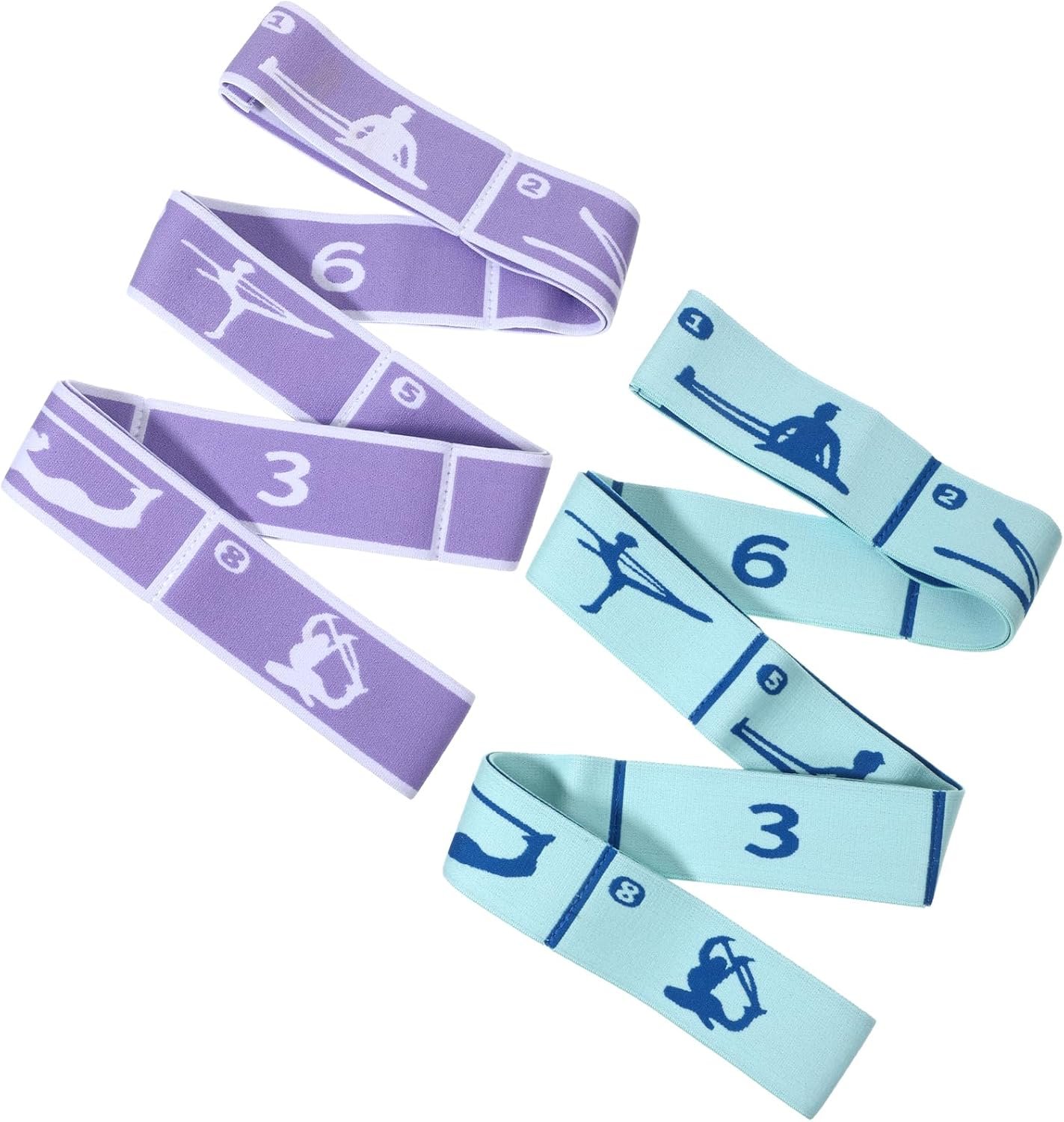 2 PCS Yoga Stretching Strap with 8 Loops – Yoga Strap Set, Multi‑Loop Resistance Band for Pilates, Physical Therapy, Ballet, Rhythmic Gymnastics & Dance