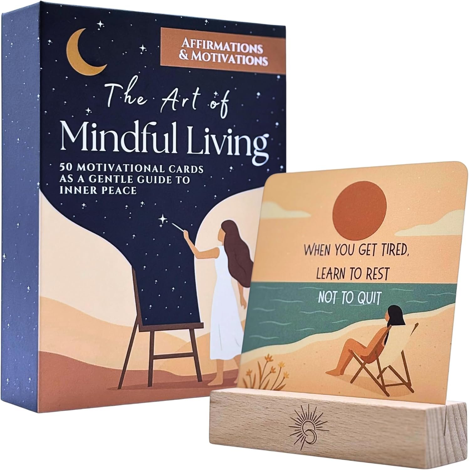 Positive Affirmation Cards for Women – 50 Daily Affirmation Cards for Mindfulness, Self-Care & Confidence | Premium Box + Wooden Stand