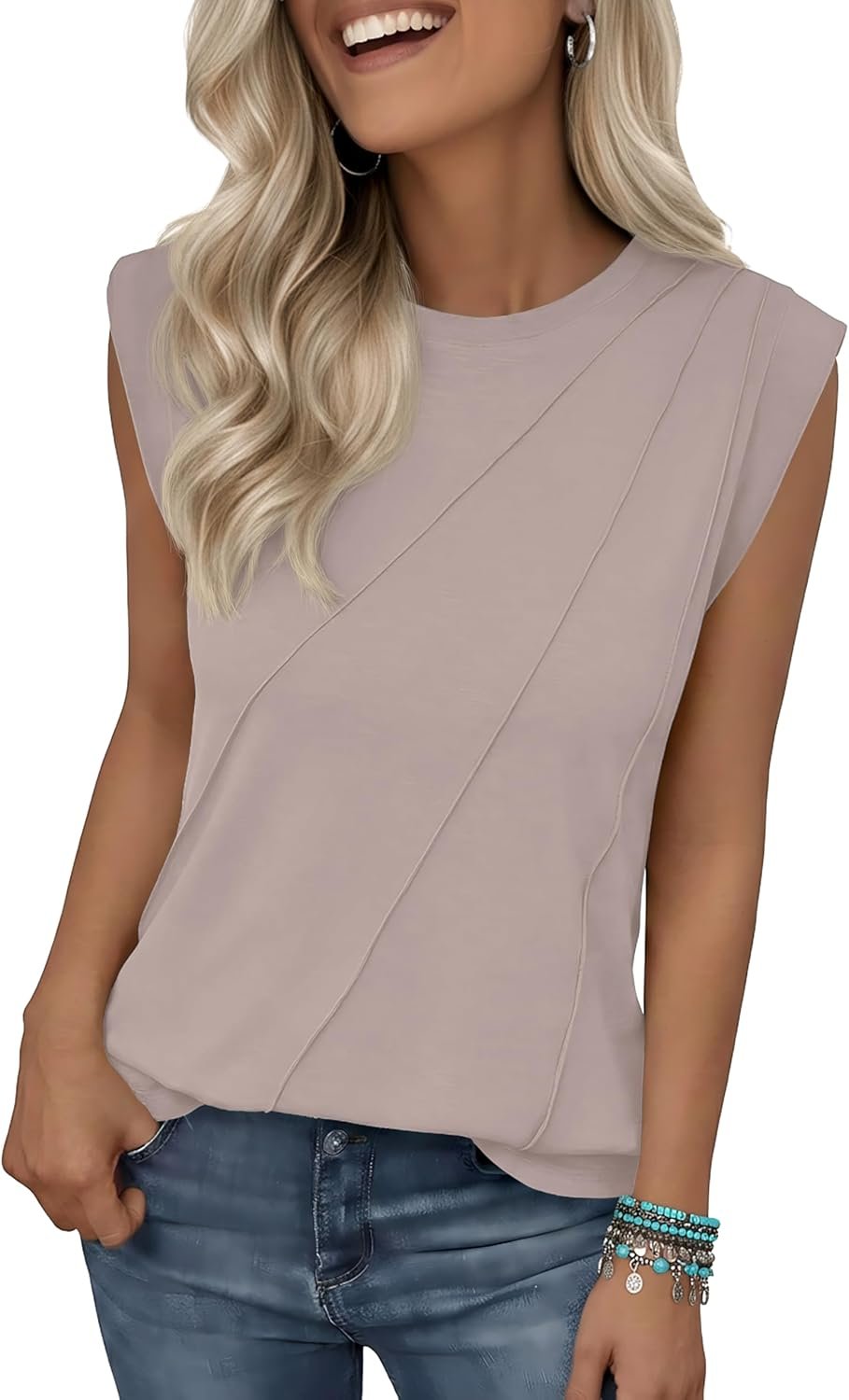 JINKESI Cap Sleeve Tops for Women Summer Top Casual Basic Tee Shirts Loose Tank Tops 2026 Vacation Outfits
