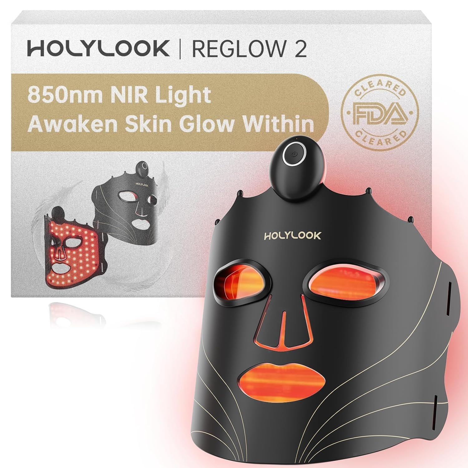 FDA Cleared Red Light Therapy Mask for Face, 850nm Near Infrared, 252 LEDs, Wireless Rechargeable LED Face Mask for Reduce Acne & Anti-Aging, Skincare Gifts – Black
