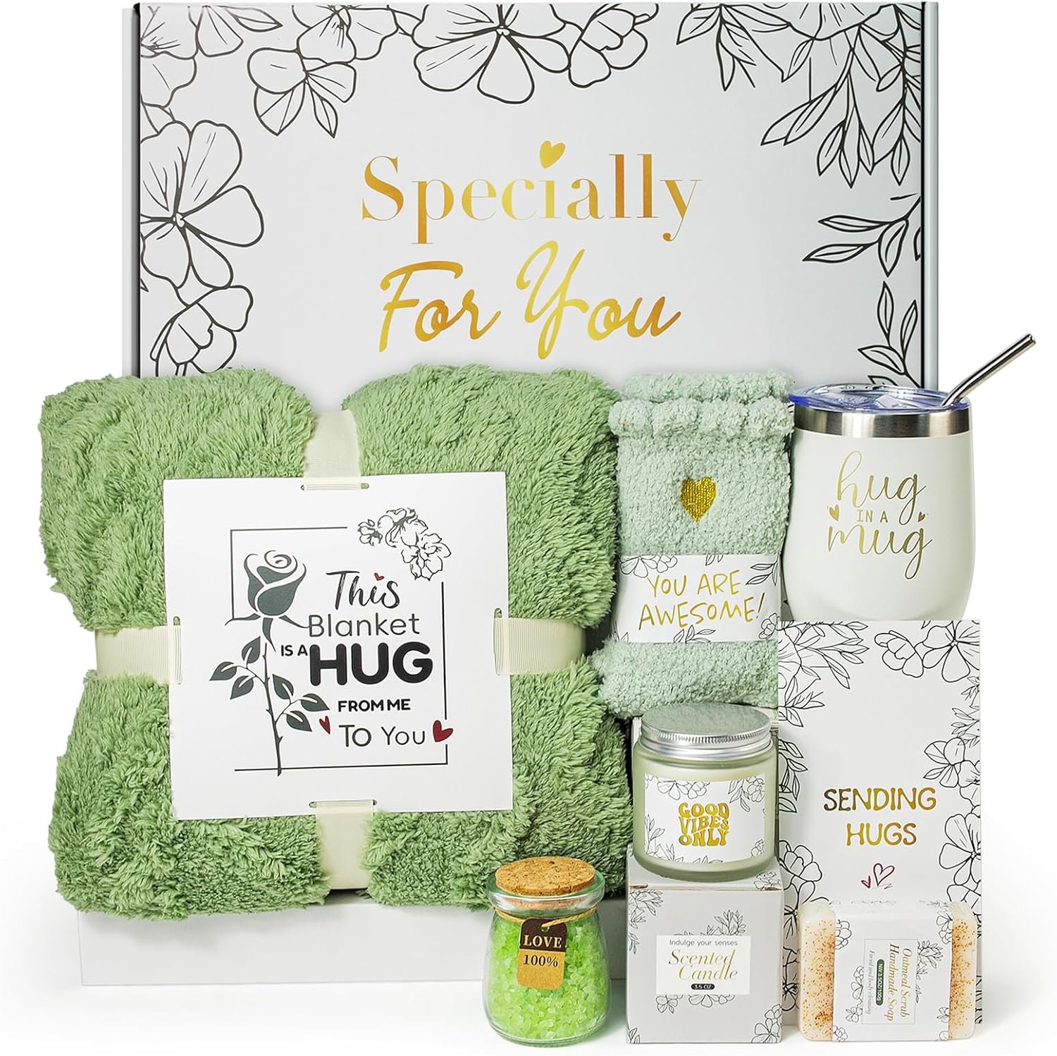 Get Well Soon Gift Baskets for Women After Surgery Recovery, Care Package for Women, Inspirational Thinking of You & Spa Self Care Gifts for Mom Wife Friend Grandma, Feel Better Hug in a Box