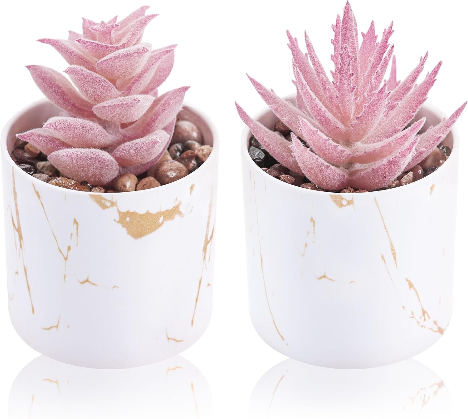 Der Rose Set of 2 Succulents Plants Artificial Mini Fake Succulents Plants Graduation Gifts Office Desk Accessories for Women Pink Home Vanity Decor