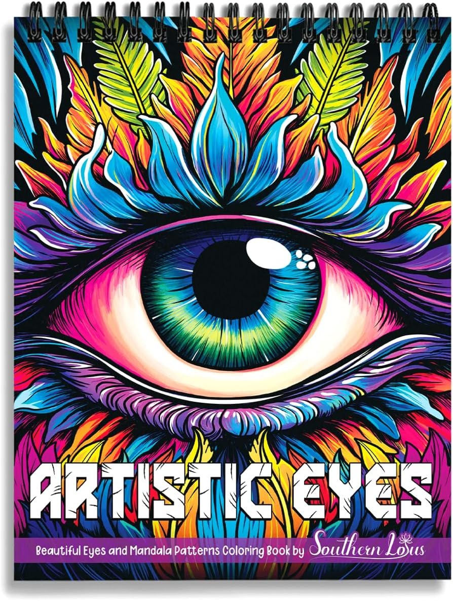 SOUTHERN LOTUS Artistic Eyes Spiral Coloring Book for Adults Women Teens to Relax Stress Relief, Unleash Your Creativity with Designs