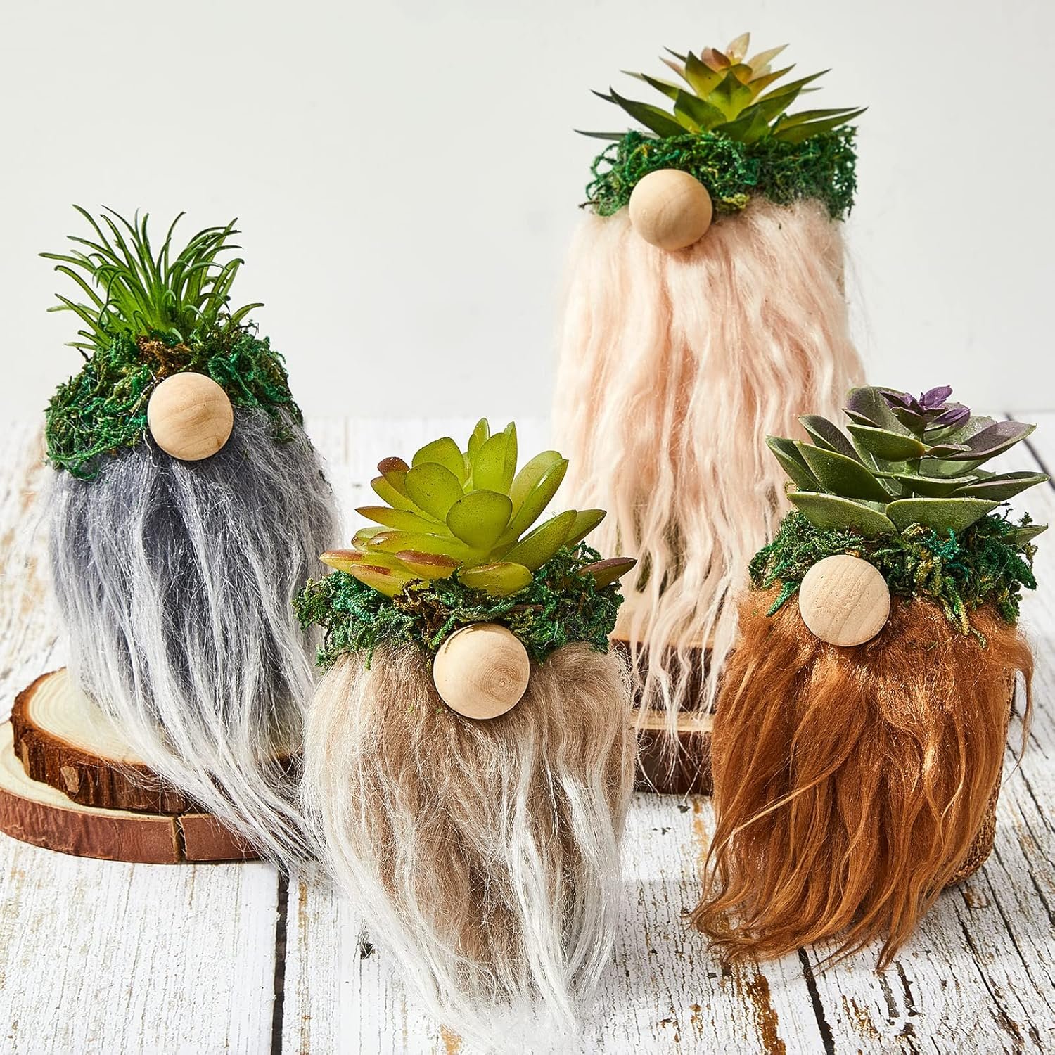 Taiyin 4 Pcs Mini Gnomes Planter for Succulent Funny Planter Gnome Gifts for Women Gnome Cactus Desk Decor for Indoor Outdoor Plants Garden Home Spring Summer Xmas Decoration