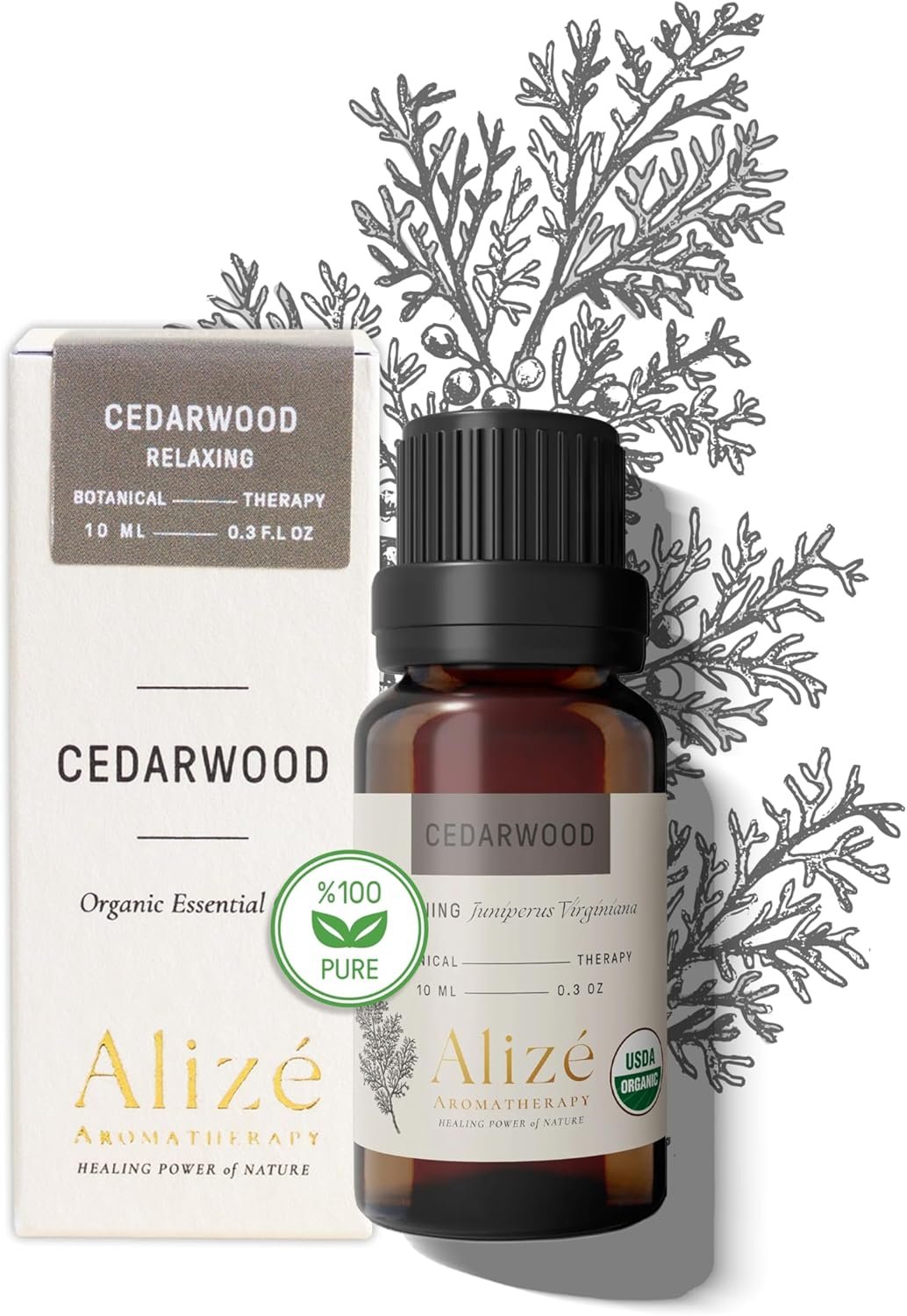 Cedarwood Essential Oil, USDA Certified Organic 100% Natural & Pure Essential Oils for Diffusers for Home, Aromatherapy Oils, Diffuser Oils Scents, Tranquility 10ml-0.33 fl oz