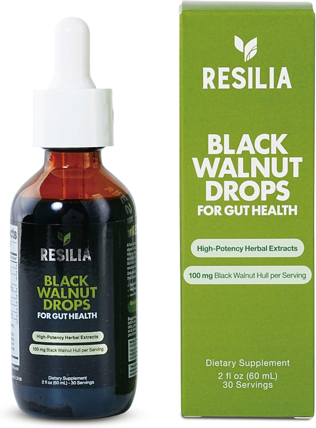 Resilia Herbal Cleanse Liquid Drops – Black Walnut & Wormwood Extract with Pumpkin Seed, Garlic & Turmeric – Alcohol-Free Tincture for Digestive & Daily Wellness Support, 2 fl oz