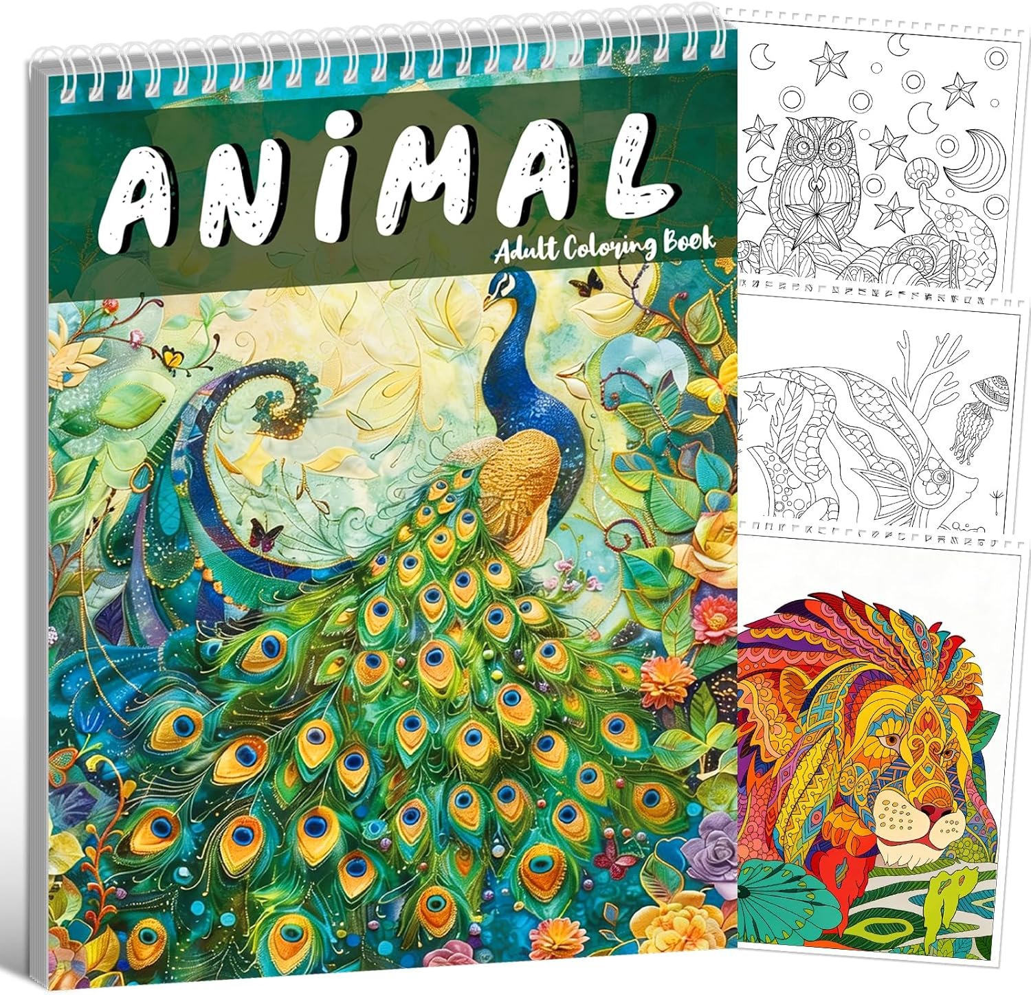 Kalysky Adult Coloring Book – 30 Unique Animals Patterns and Designs, Coloring Book for Adults Relaxation and Stress Relief, Spiral Bound Adult Coloring Books for Women, Thick Smooth Paper(120gsm)