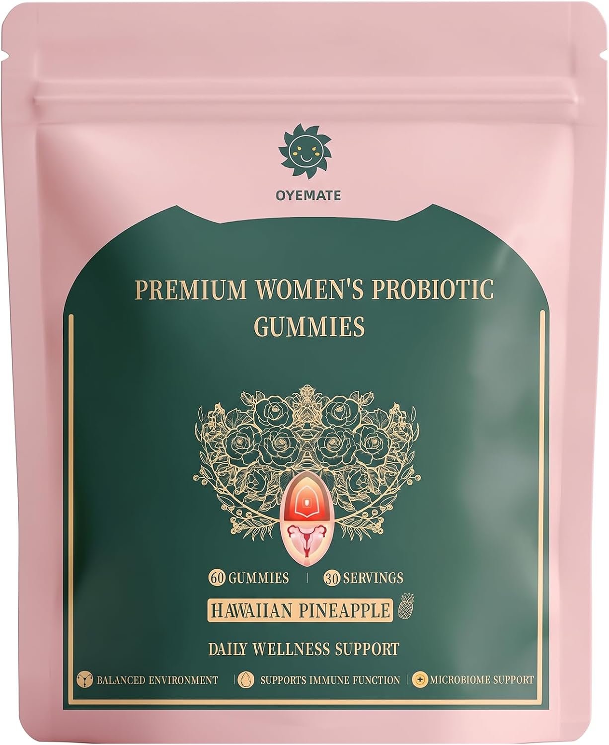 Women’s Probiotic Gummies – Feminine pH Balance Probiotics Gummies & Vaginal Flora Support – Digestive Health – Vegan, Gluten-Free – Hawaiian Pineapple Gummy – 60 Count (30 Servings)（P1）