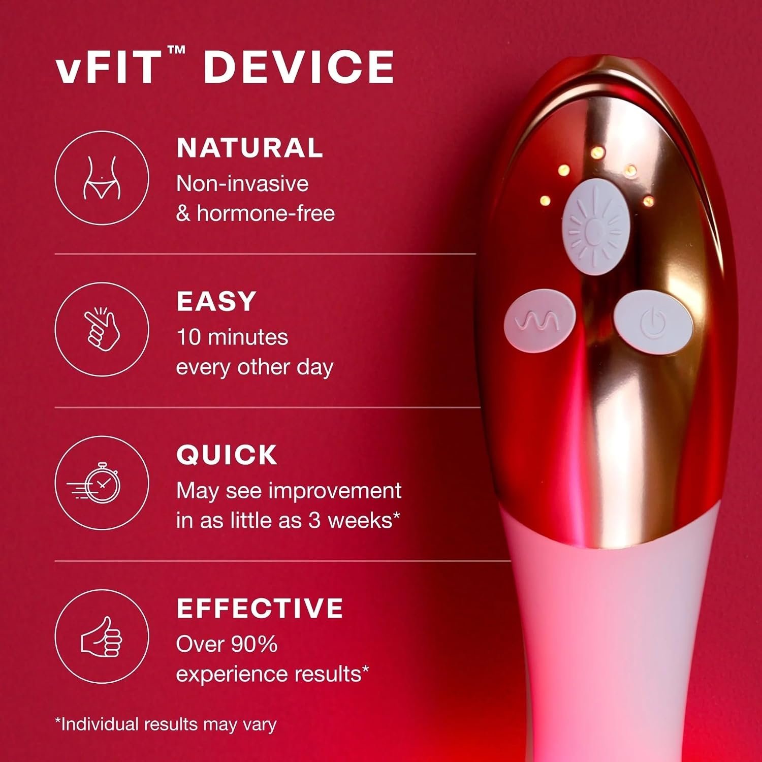 Joylux Limited-Edition Rose Gold vFit, Red LED Light Device for Women, Intimate Wellness System for Menopausal Women & New Mothers, Promotes Natural Hydration